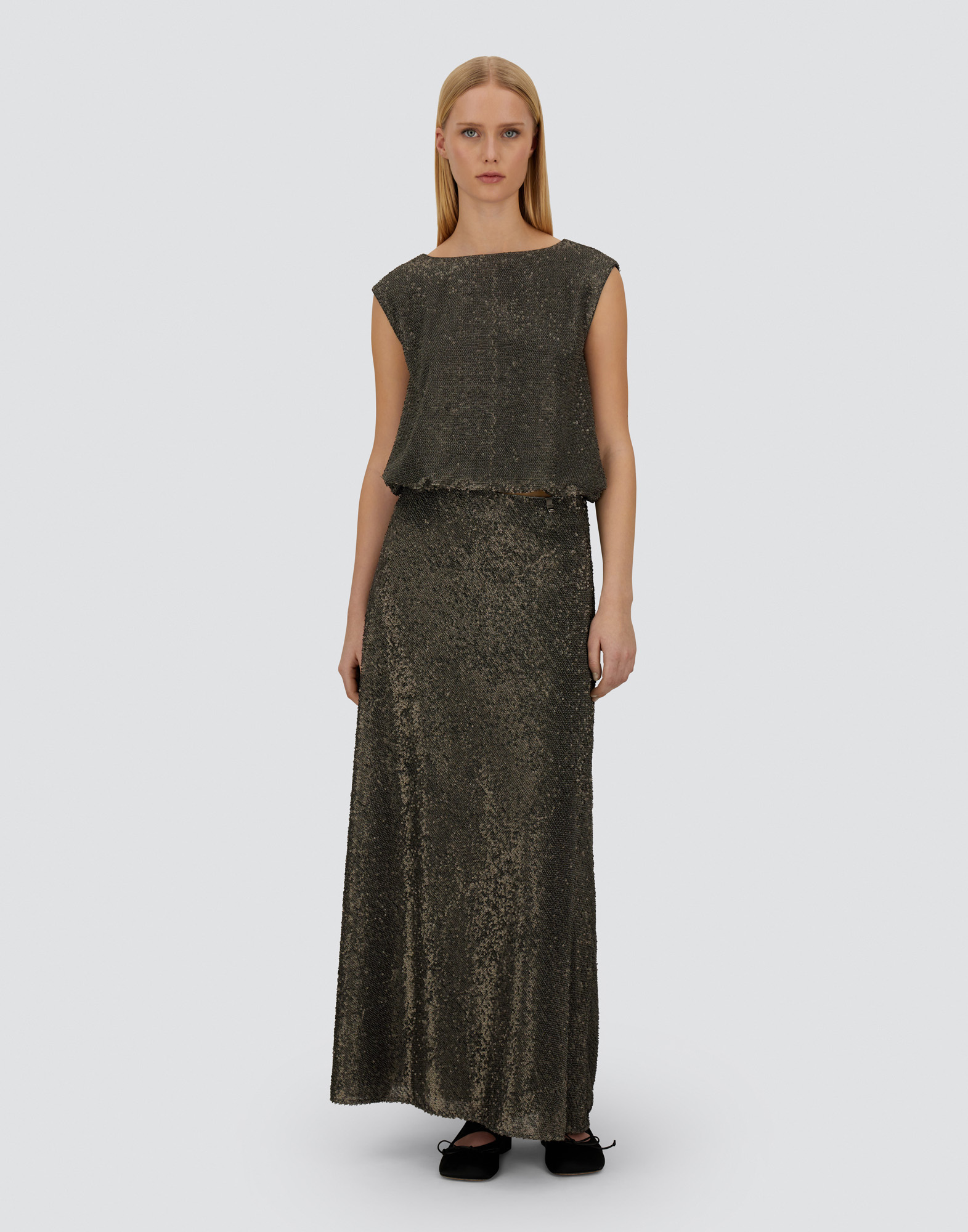 Herno Resort Top In Matt Sequins In Green