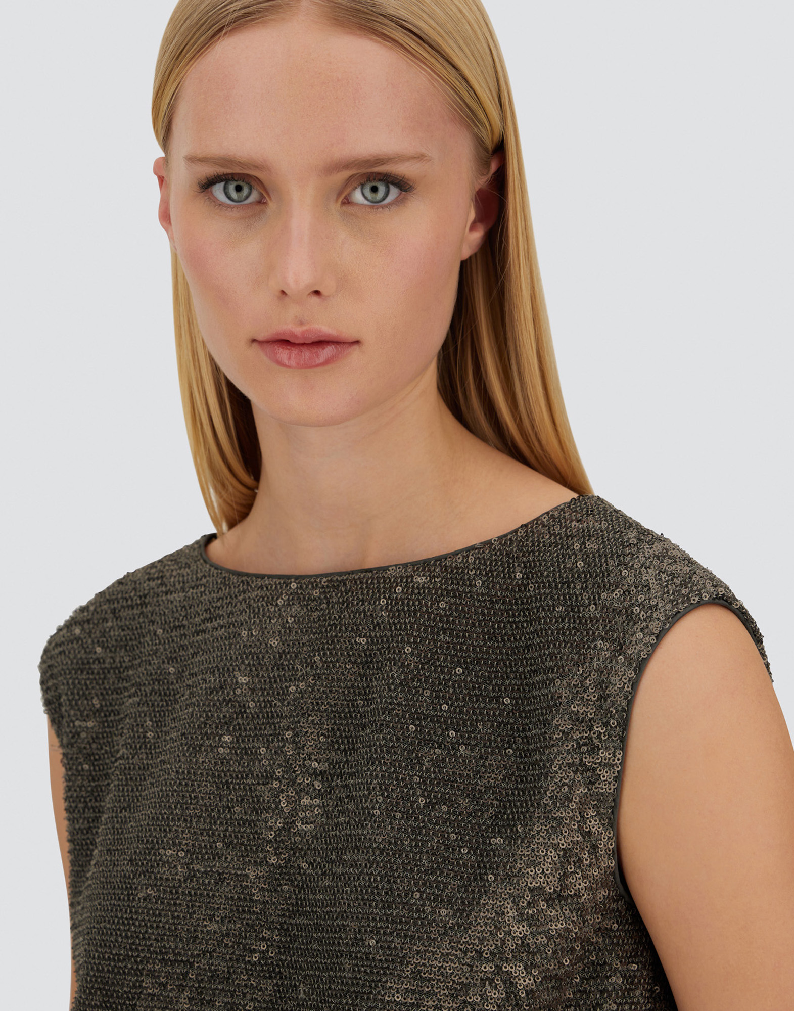 Herno Resort Top In Matt Sequins In Green