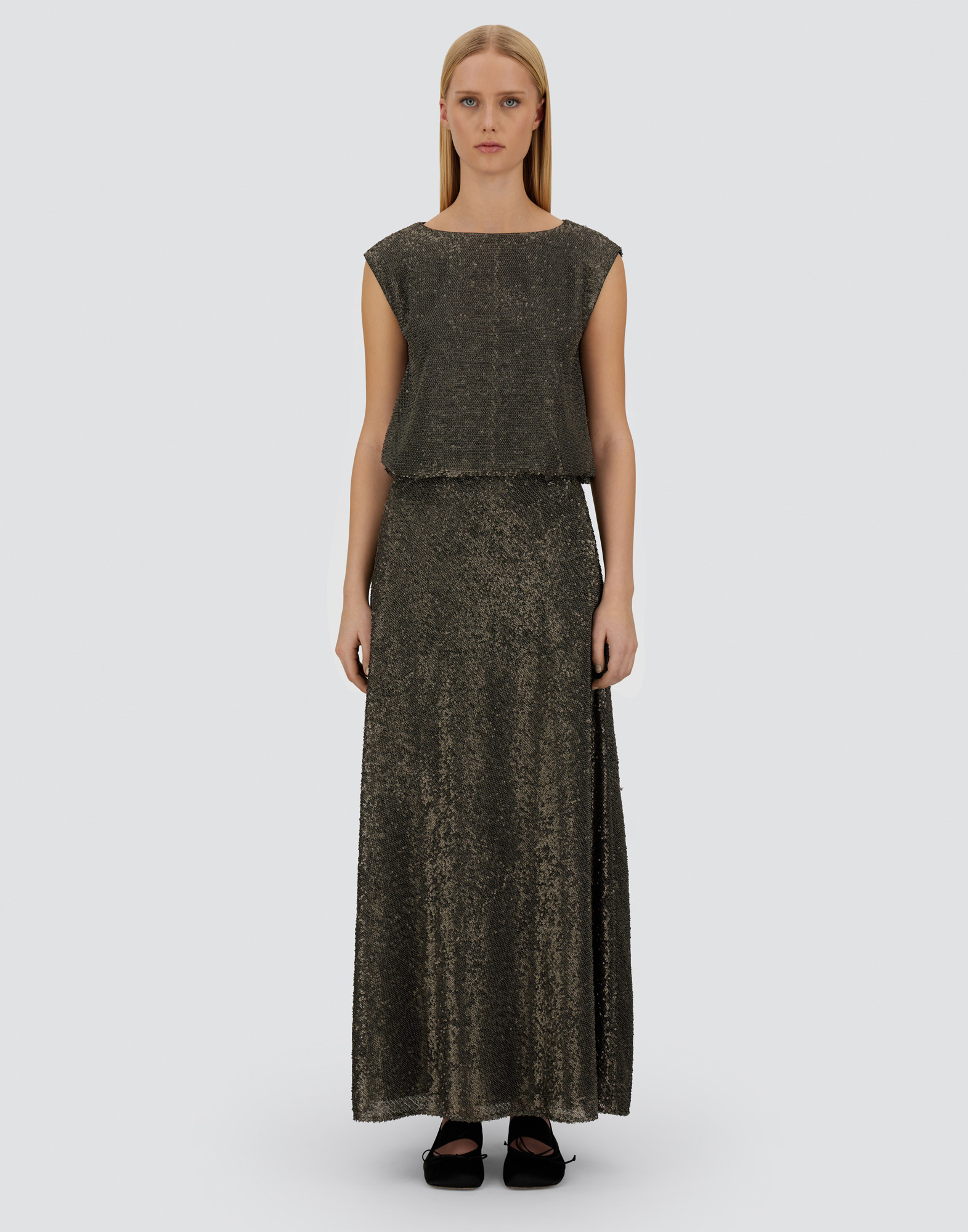 Herno Resort Top In Matt Sequins In Green