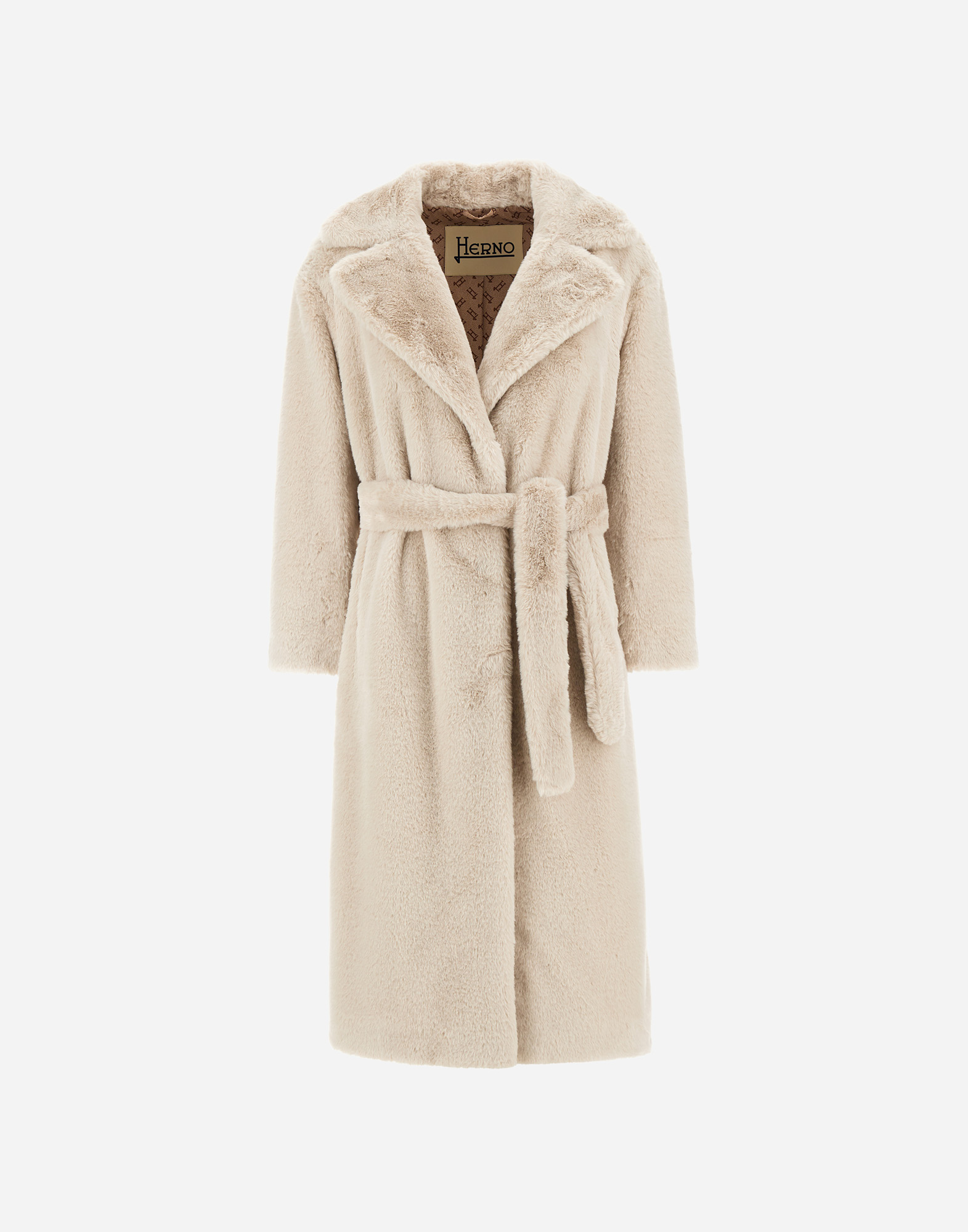 Herno Soft Alternative Fur Coat In Neutral