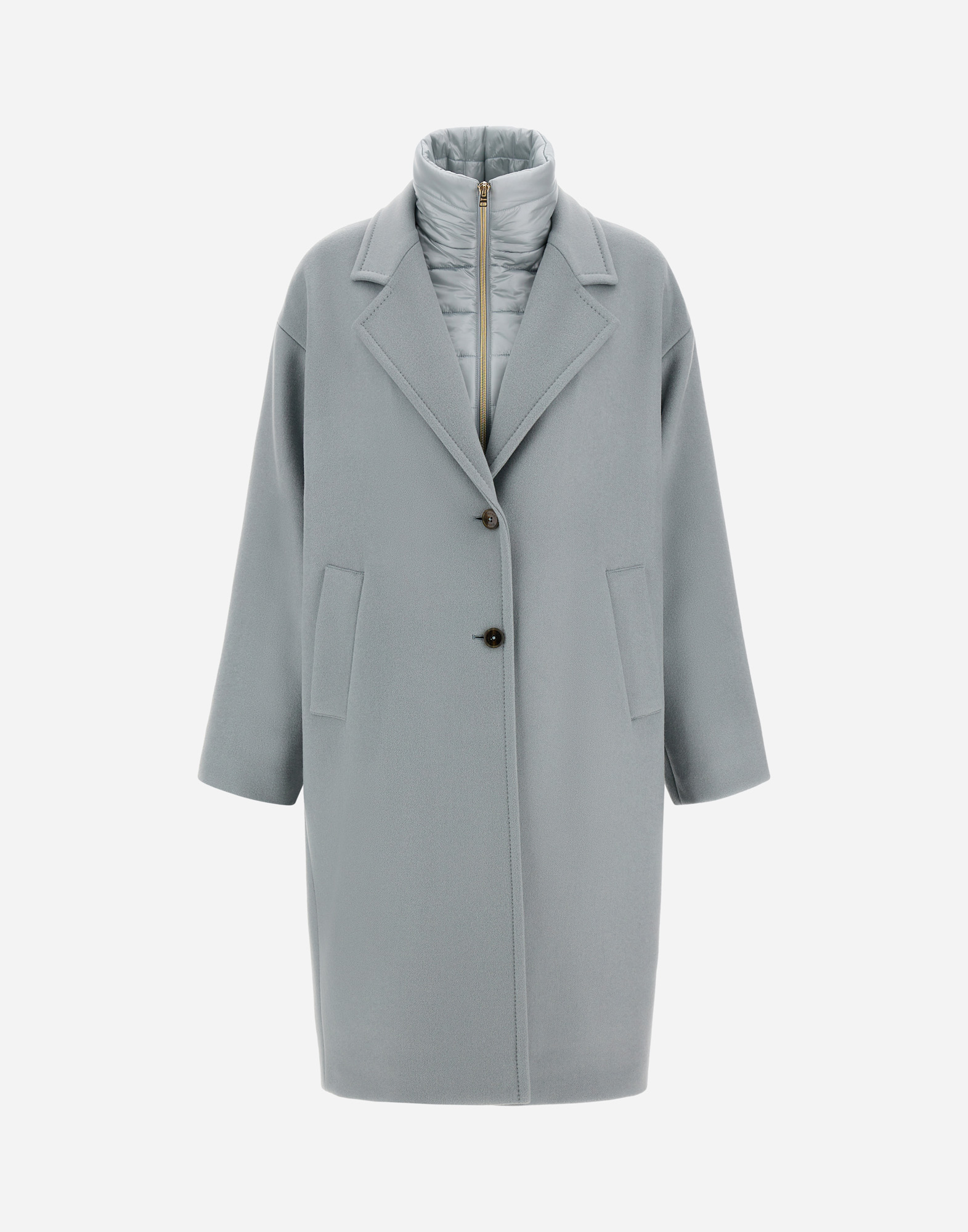 Herno Velour Wool Cloth And Nylon Ultralight Coat In Blue