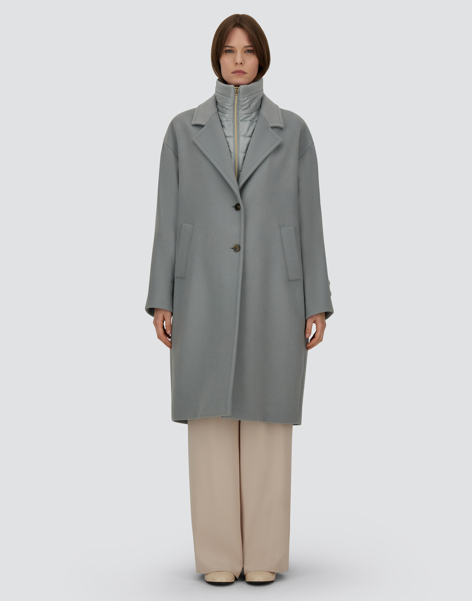 Herno Velour Wool Cloth And Nylon Ultralight Coat In Blue