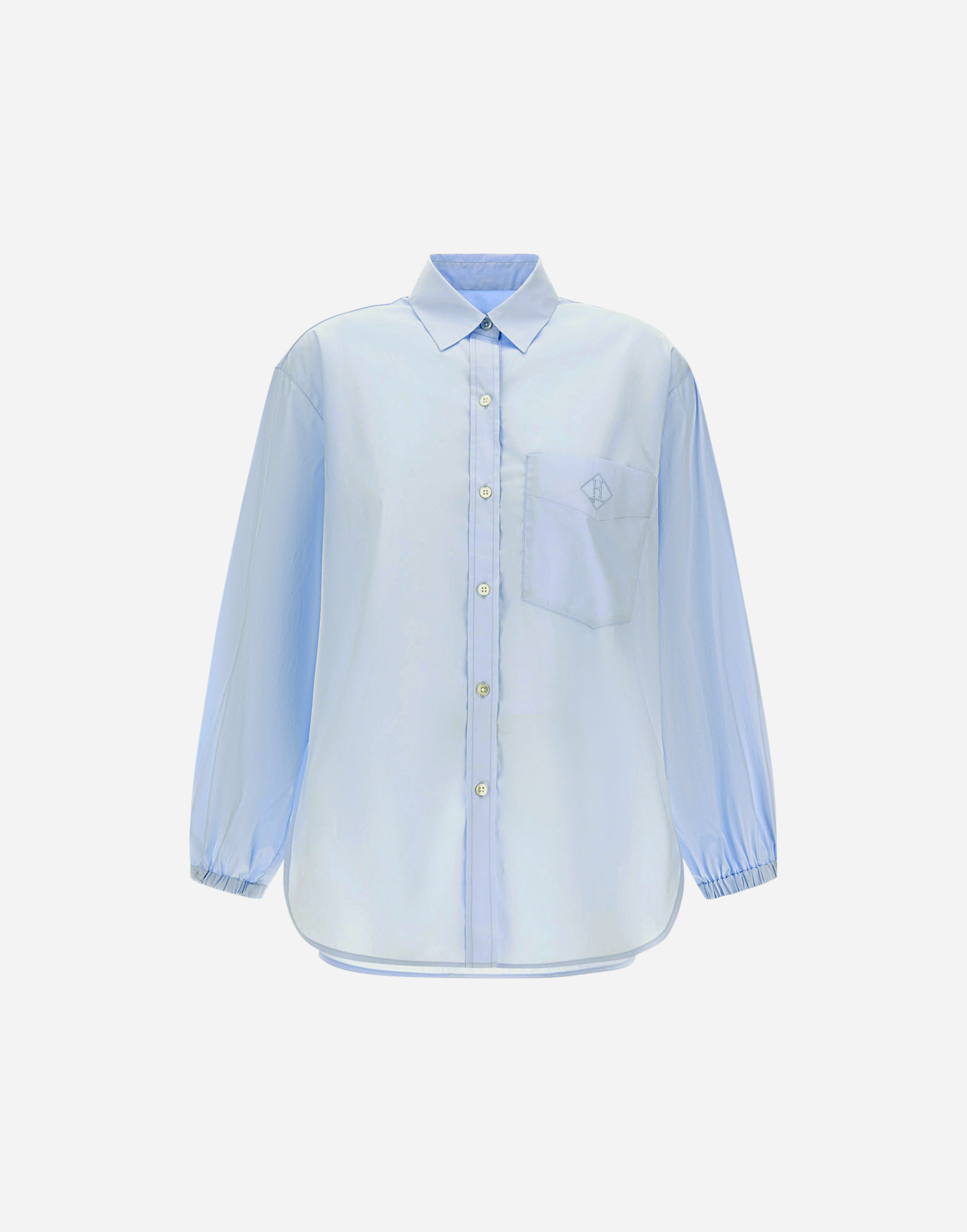 Herno Oversized Cotton Poplin Shirt With Pointed Collar In Light Blue