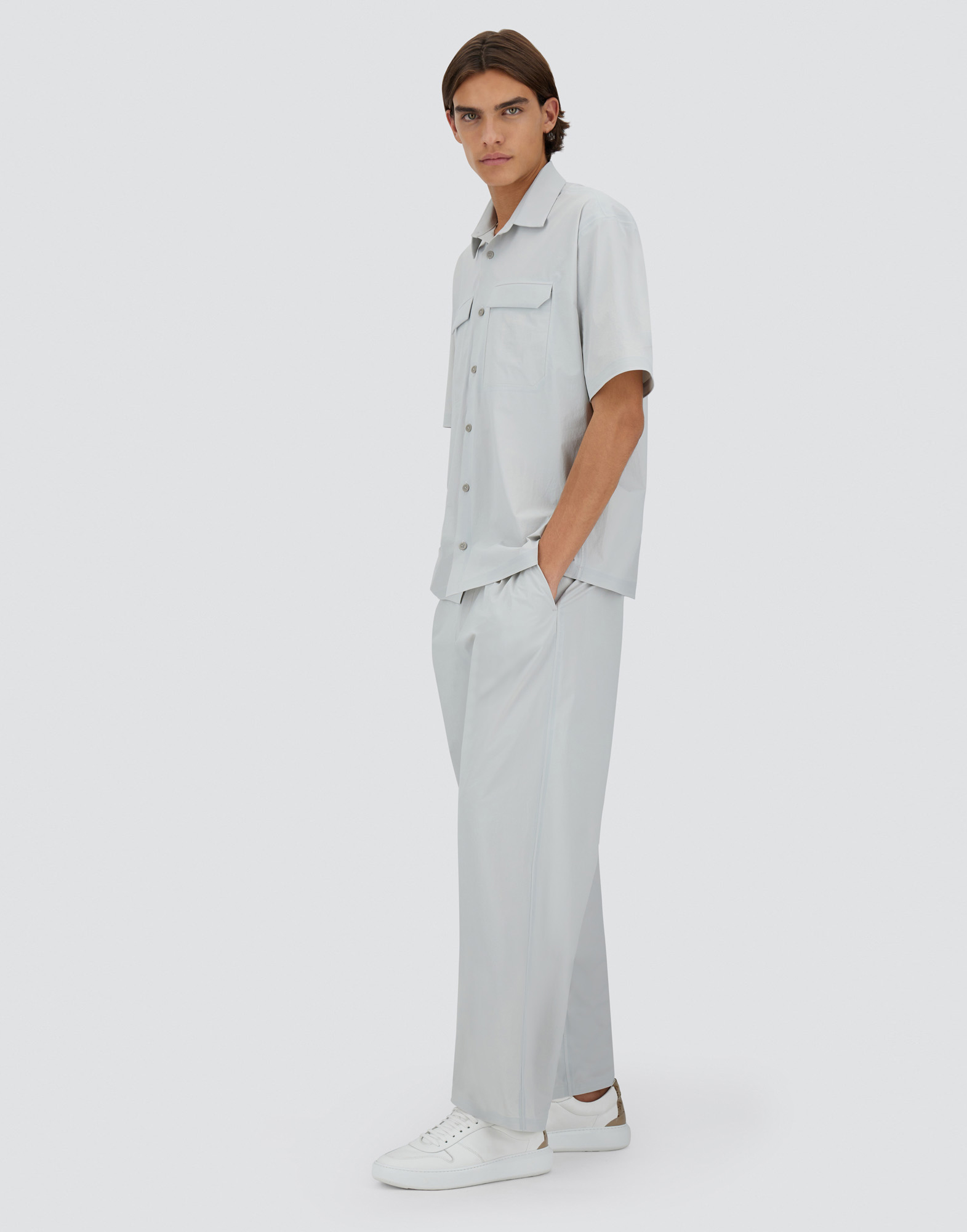 Herno Tech Stretch Woven Shirt In Ice