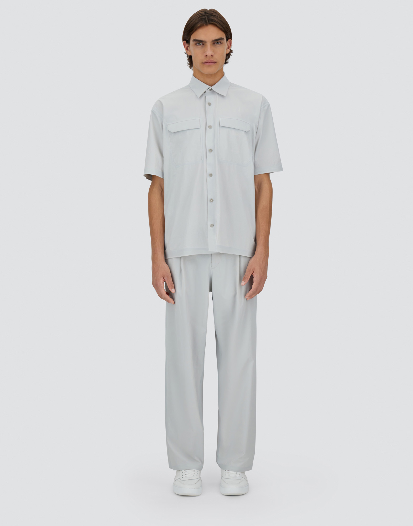 Herno Tech Stretch Woven Shirt In Ice
