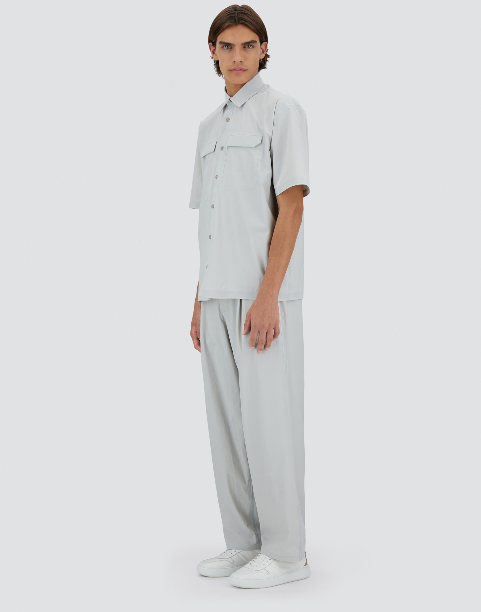 Herno Tech Stretch Woven Shirt In Ice