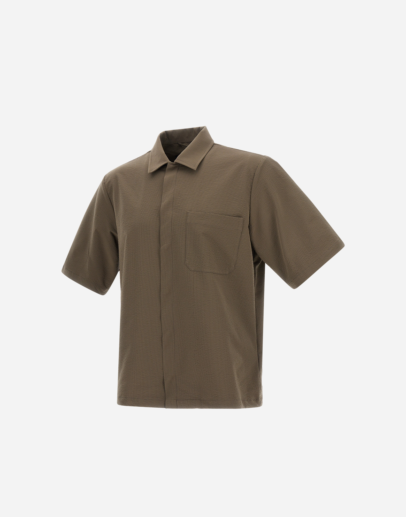 Shop Herno Seer-crease Shirt In Military Green