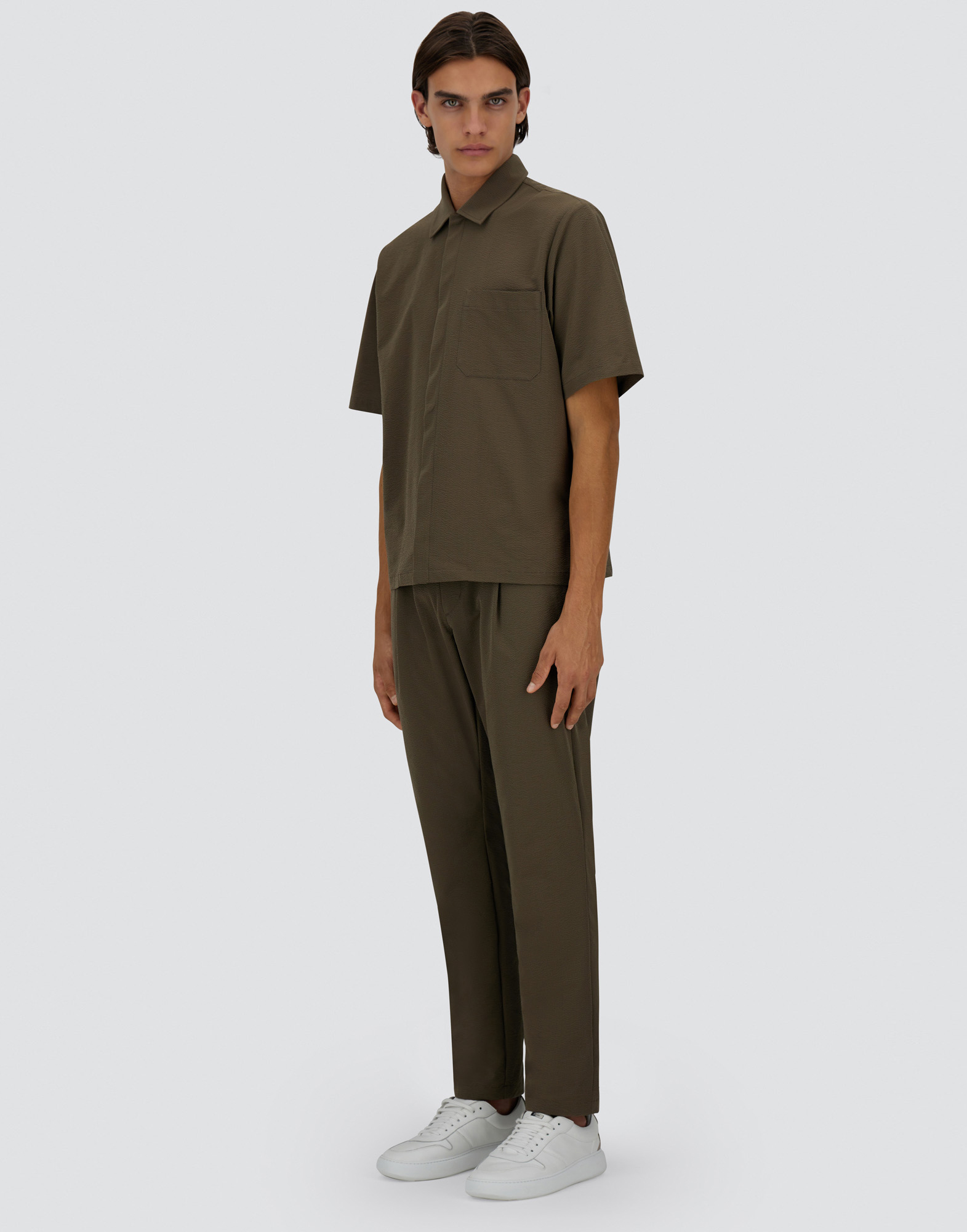 Shop Herno Seer-crease Shirt In Military Green
