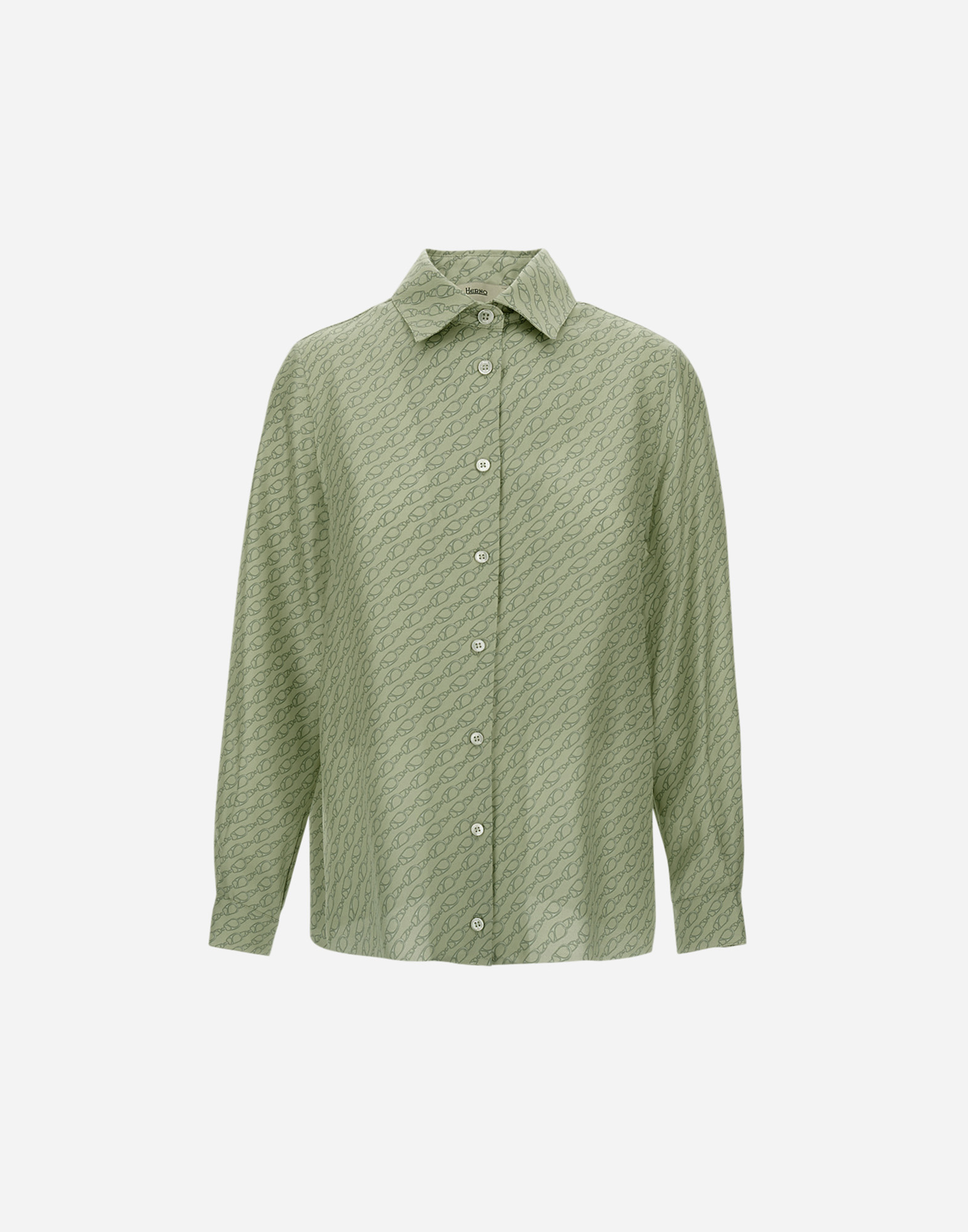 Herno Shirt In Iconic Print Silk In Light Green