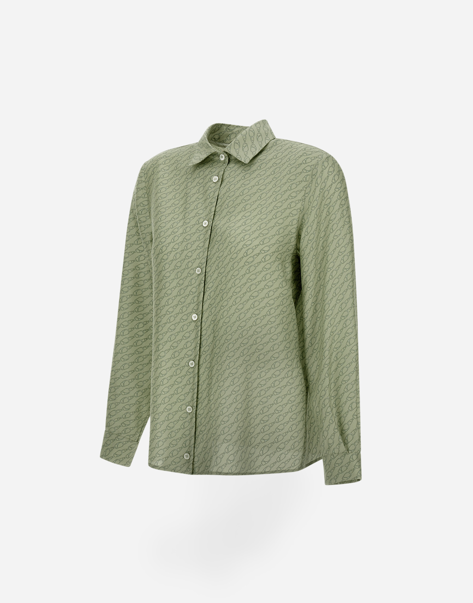 Herno Shirt In Iconic Print Silk In Light Green