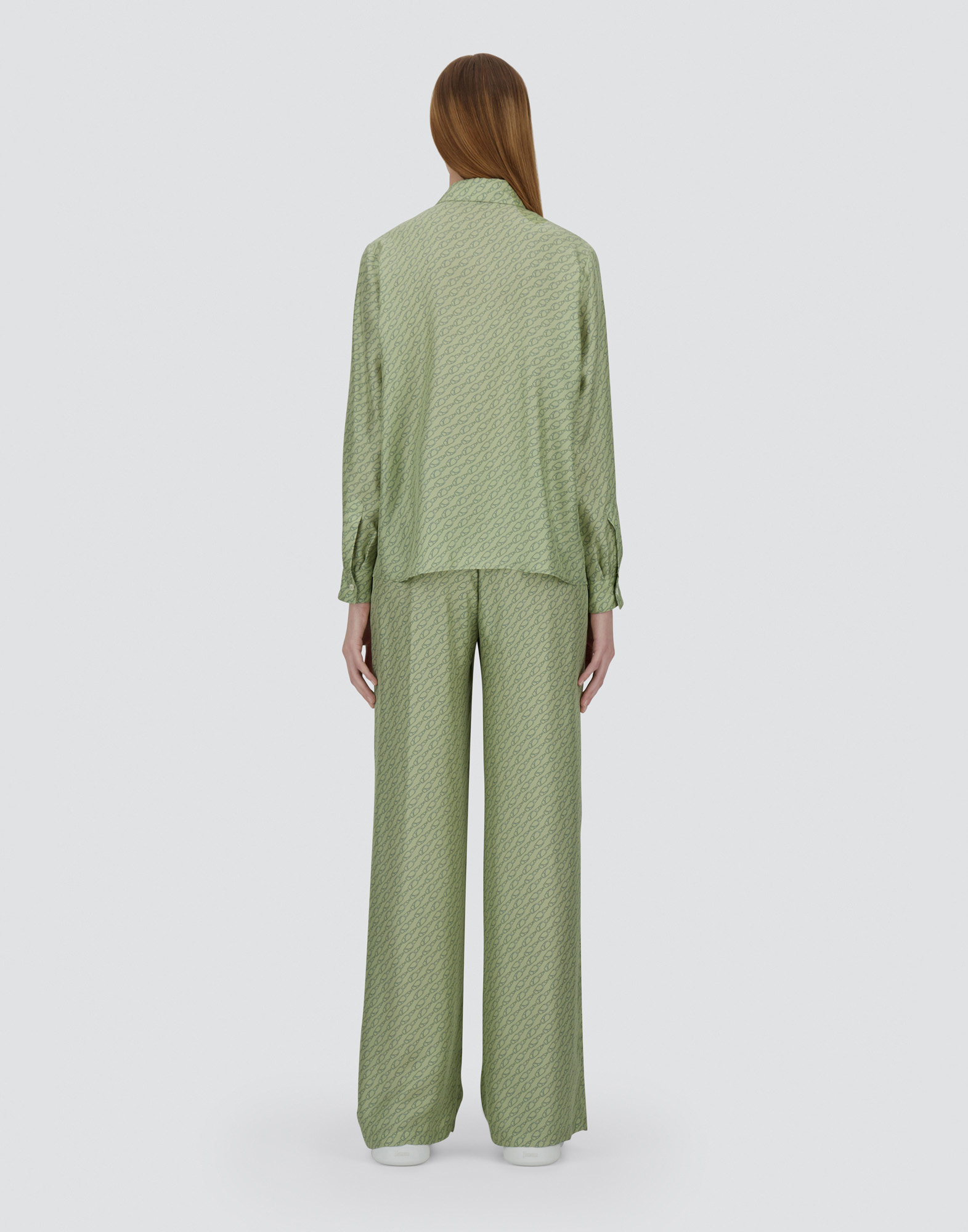 Herno Shirt In Iconic Print Silk In Light Green