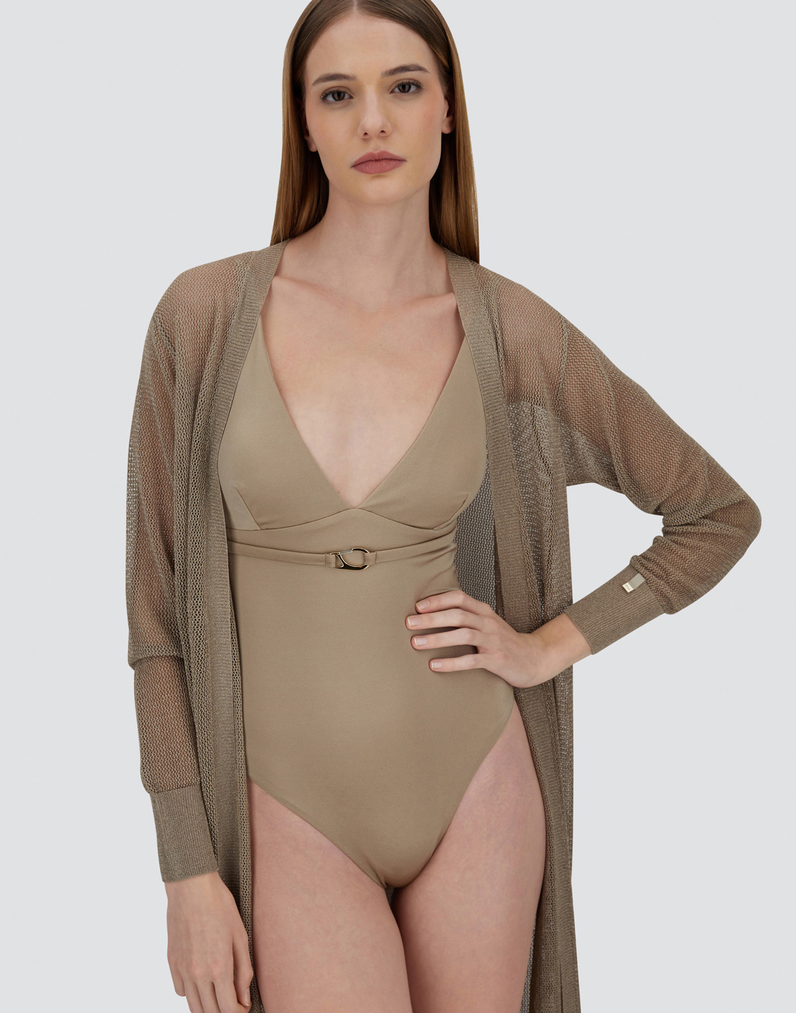 Herno One-piece Swimsuit In Shiny Pool In Chantilly