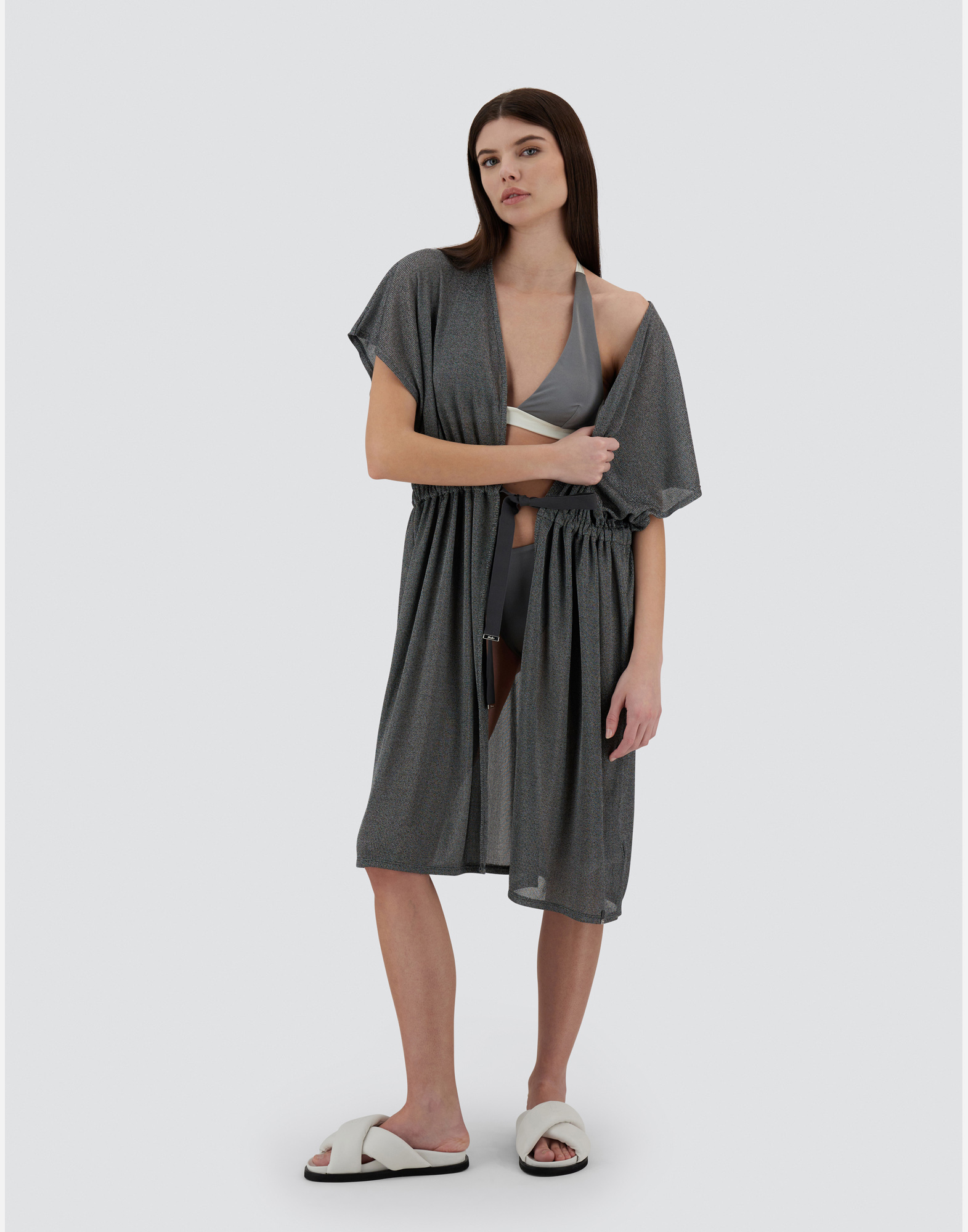 Shop Herno Resort Swimsuit In Lycra In Light Grey