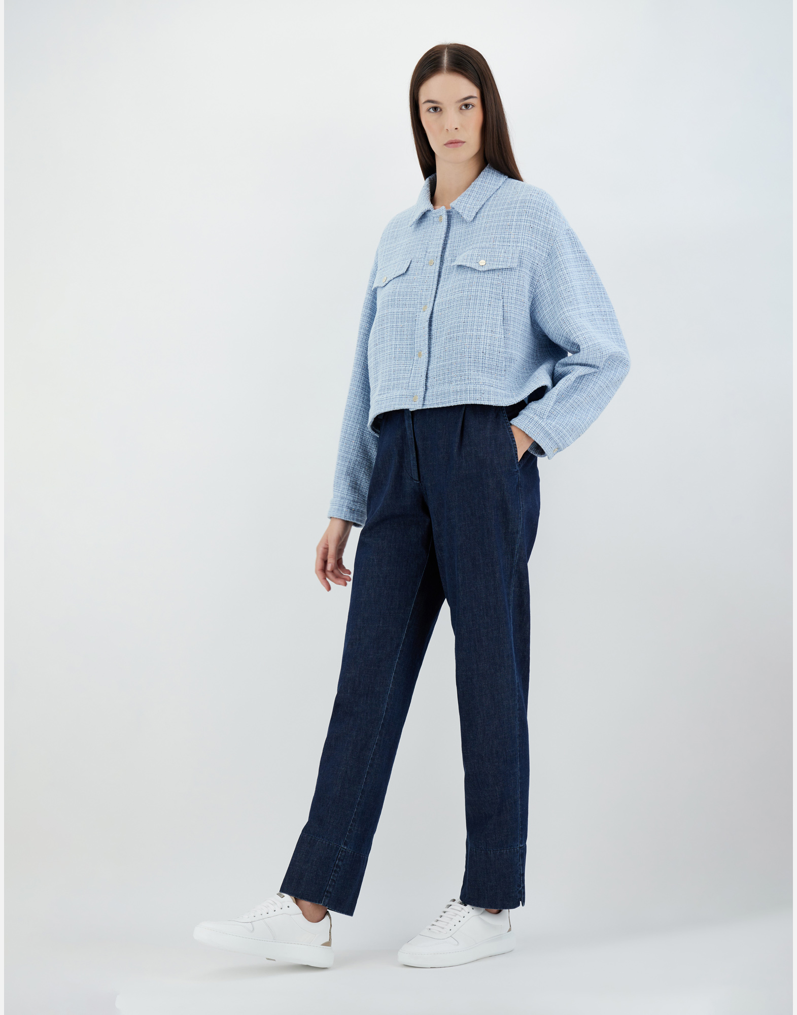 Herno Cotton Paillettes Jacket In Light Blue
