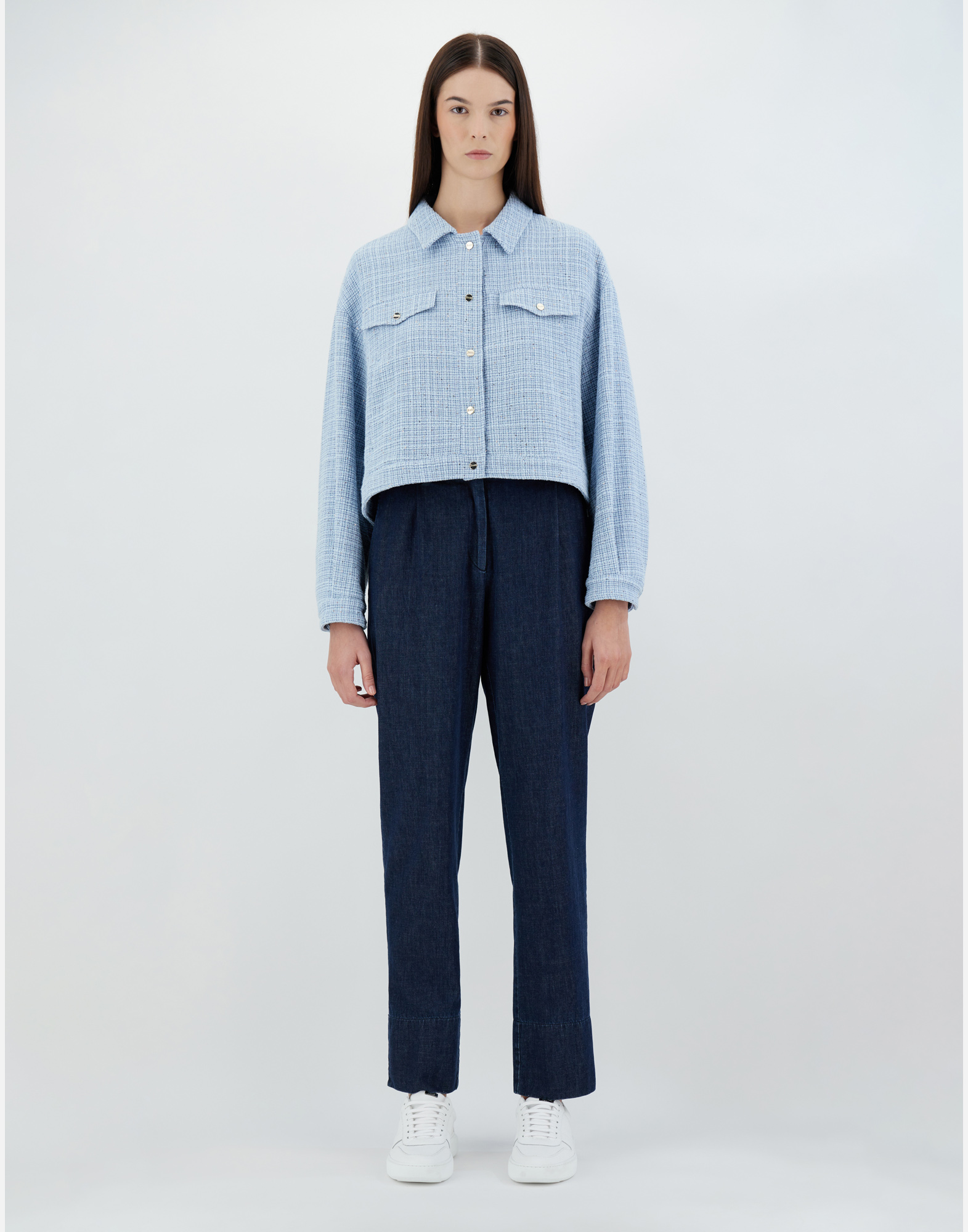 Herno Cotton Paillettes Jacket In Light Blue
