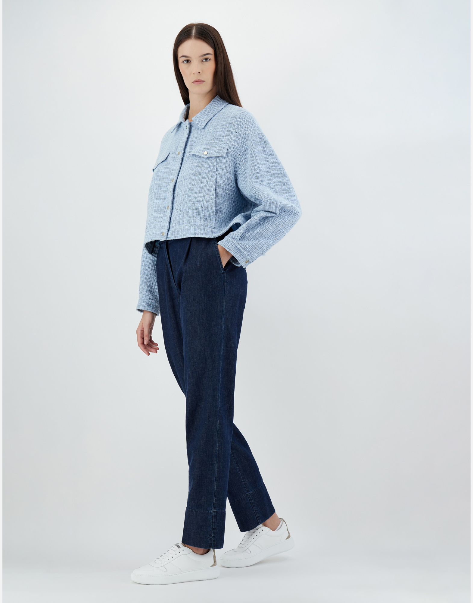 Herno Cotton Paillettes Jacket In Light Blue