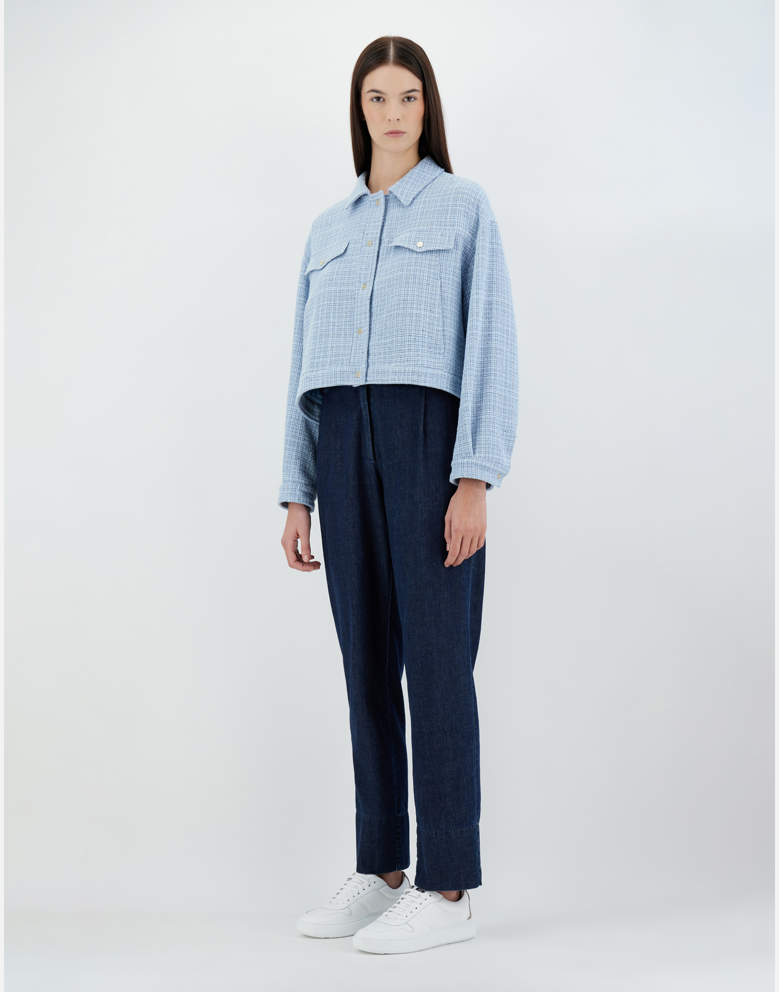 Herno Cotton Paillettes Jacket In Light Blue