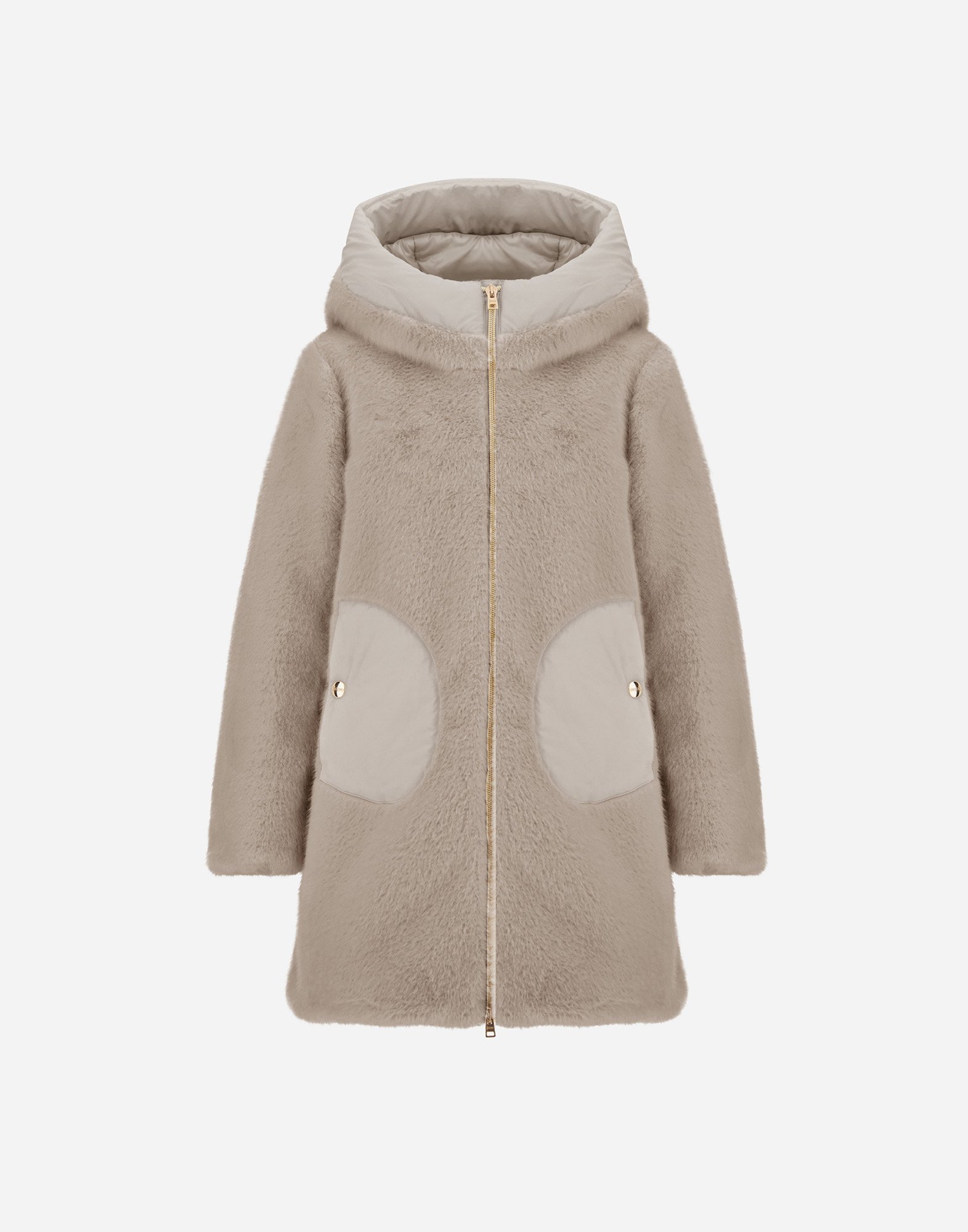 Herno Coat In Lady Alternative Fur And Ecoage In Neutral