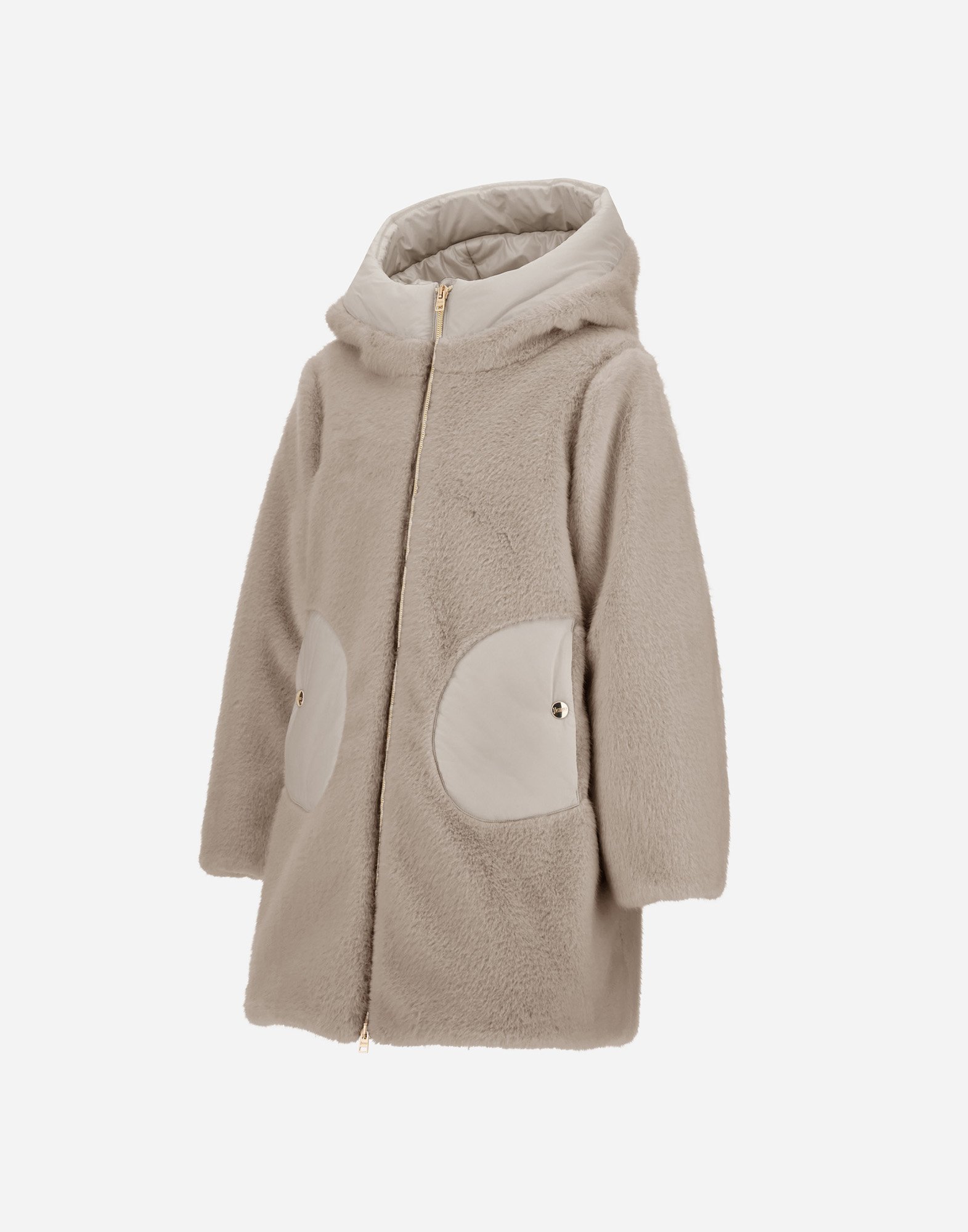 Herno Coat In Lady Alternative Fur And Ecoage In Neutral