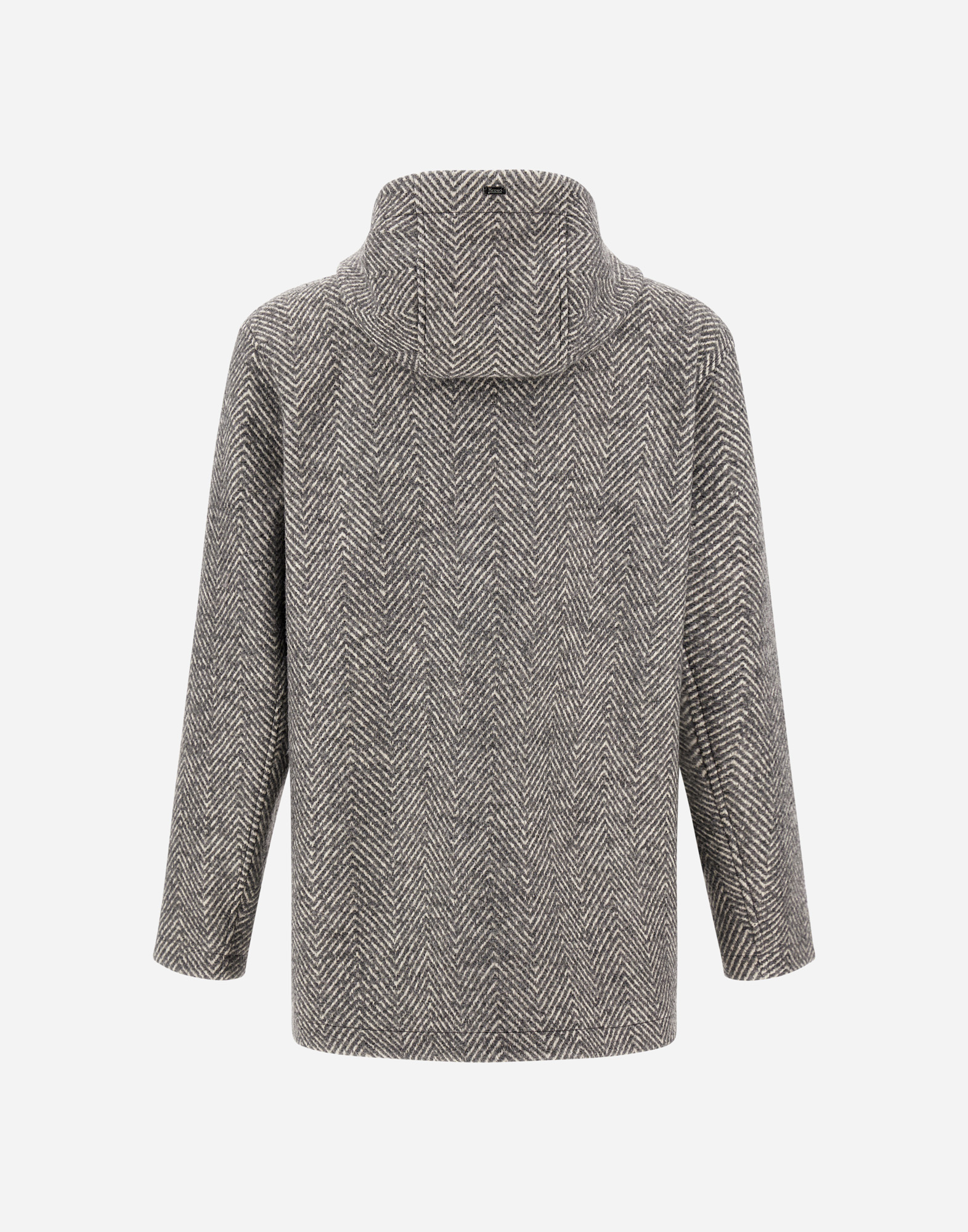 Herno Long Parka In Herringbone R-wool In Gray
