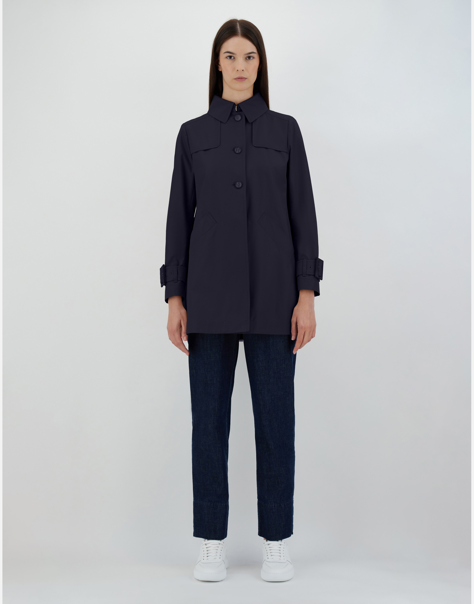 Shop Herno Delon ＆ Monogram トレンチ コート In Navy Blue