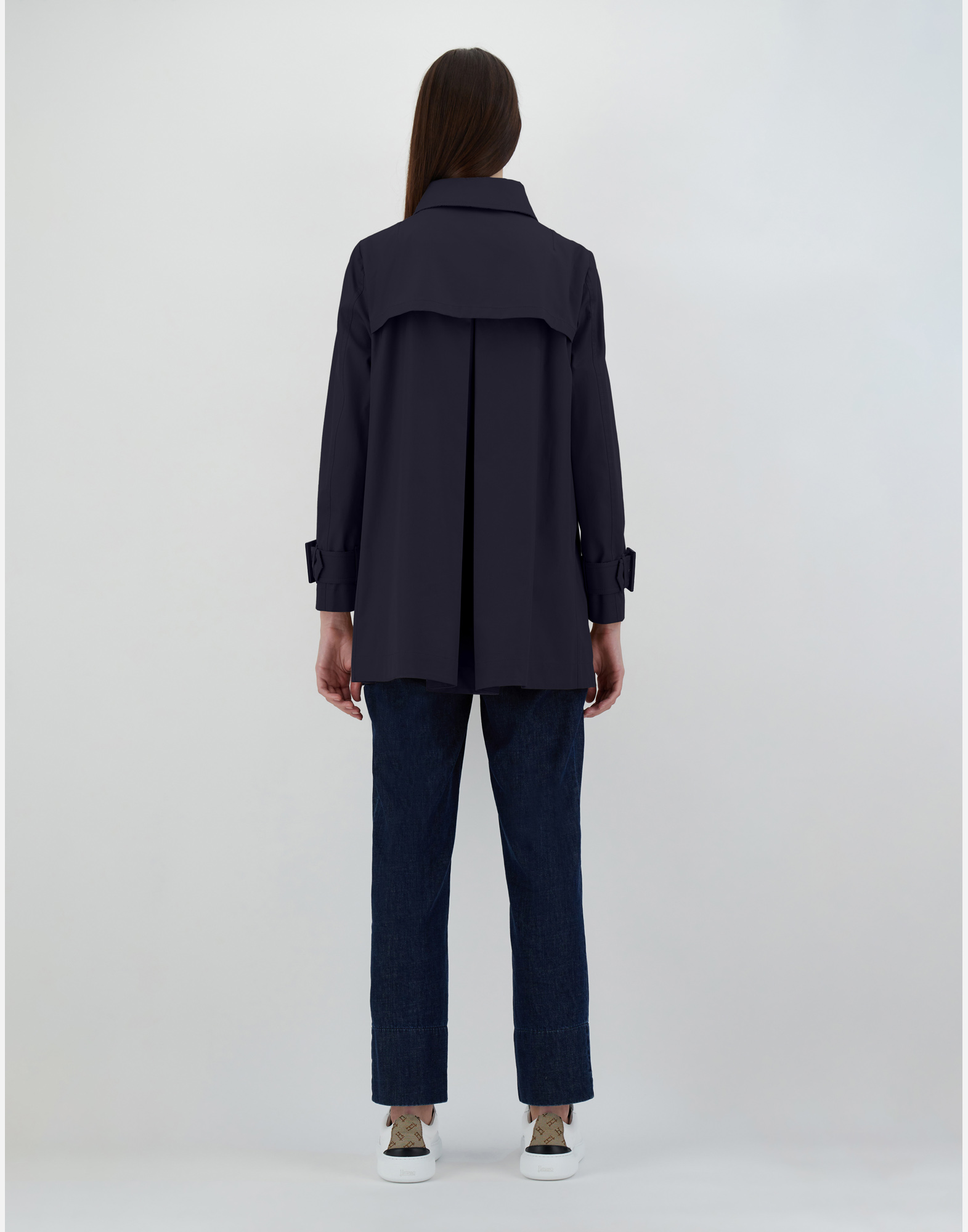 Herno Delon And Monogram Trench Coat In Navy Blue