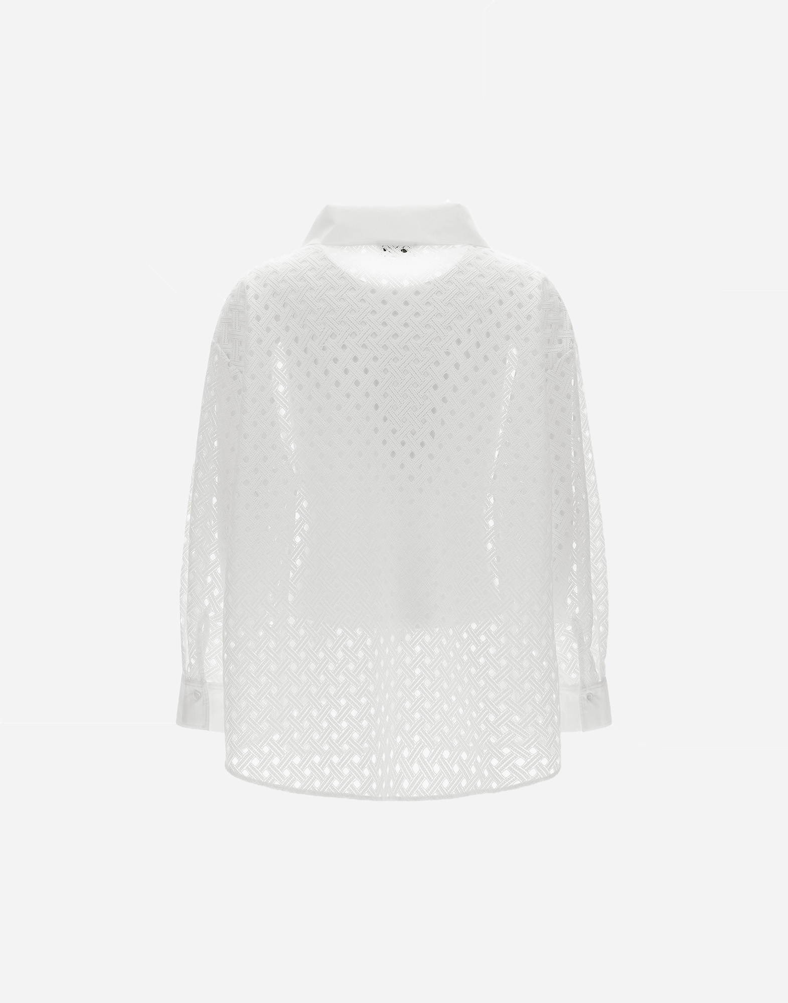 Herno Shacket In Crochet Lace And New Techno Taffeta In White
