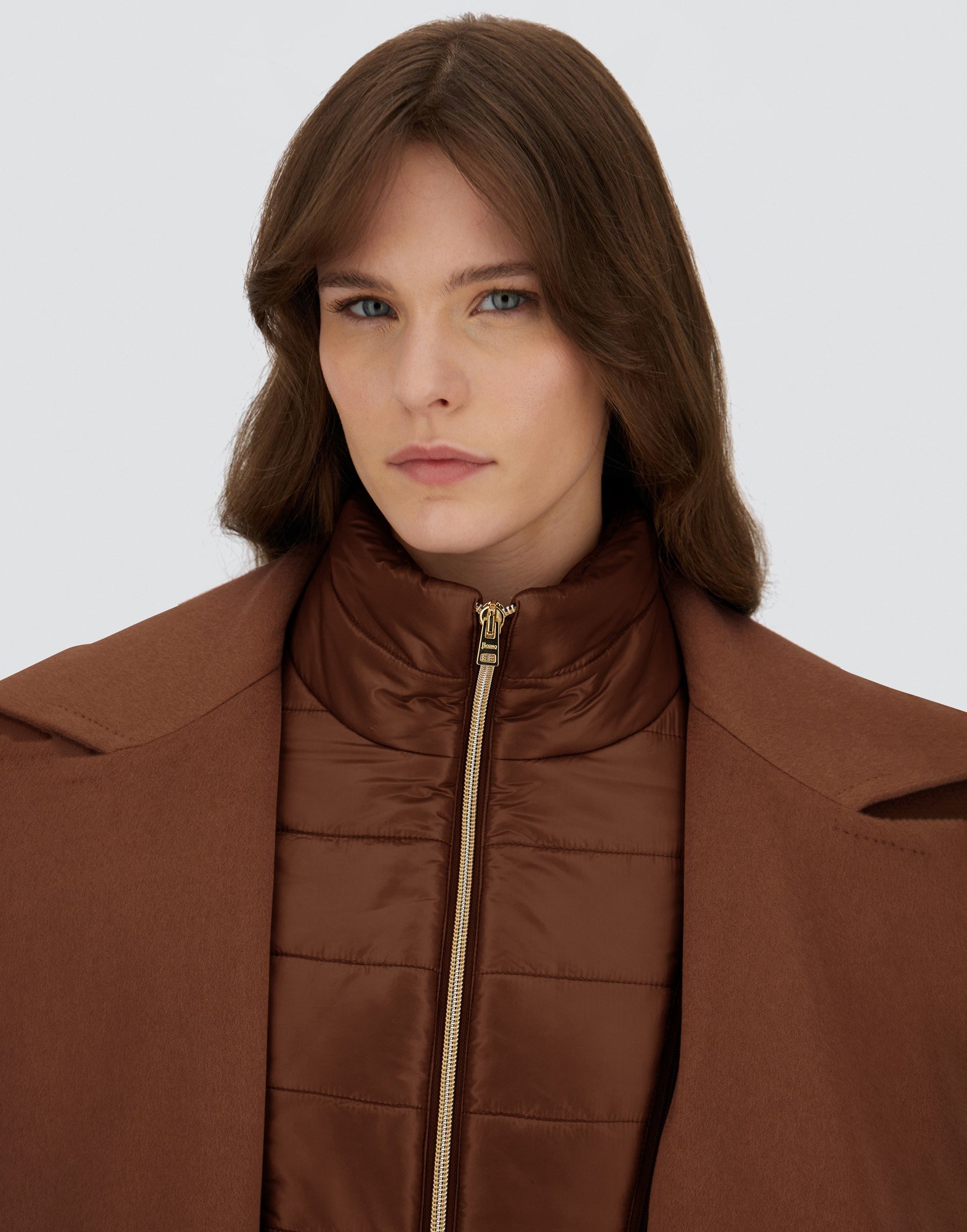 Herno Pure Cashmere And Nylon Ultralight Coat In Brown