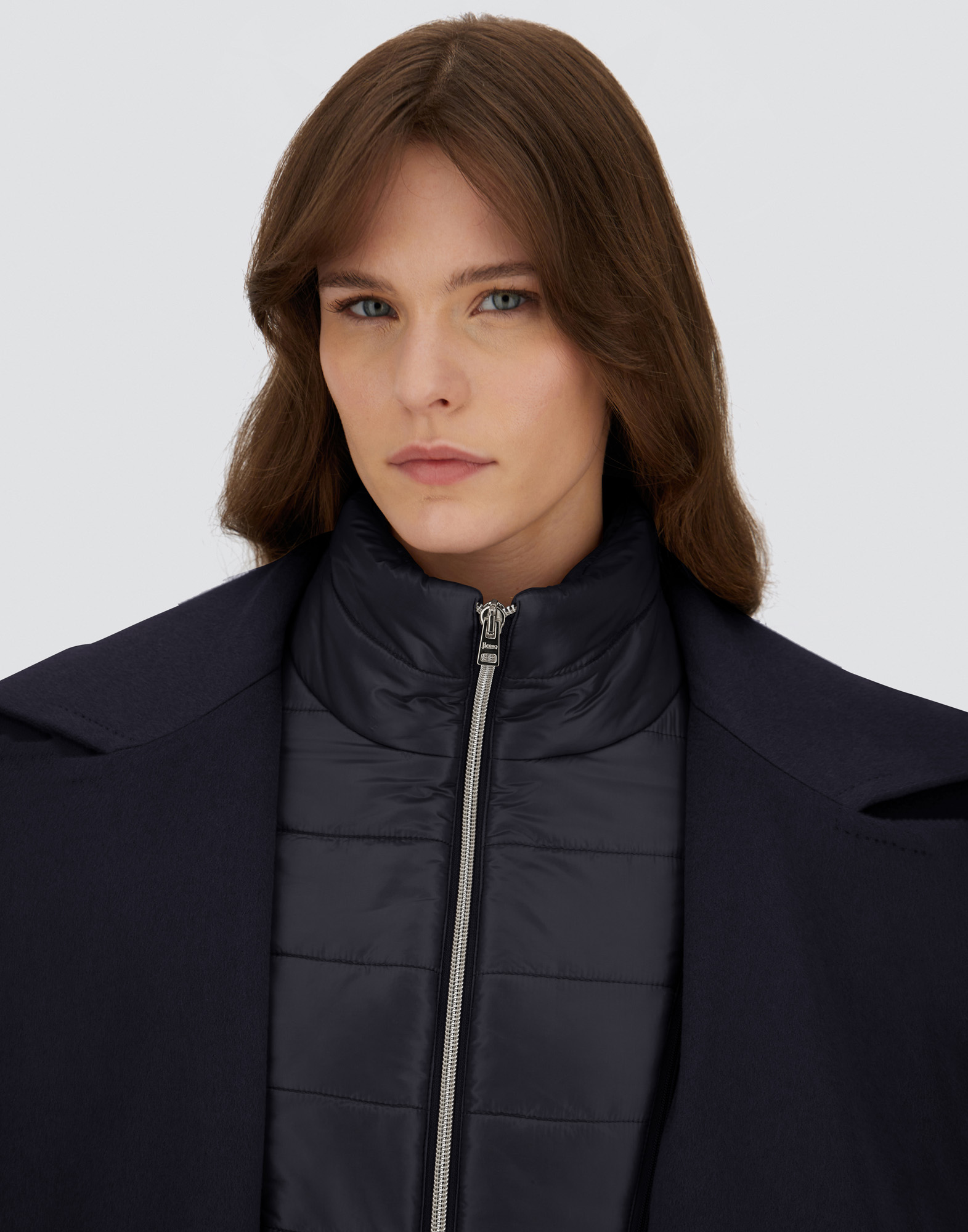 Herno Coat In Pure Cashmere And Nylon Ultralight In Blue