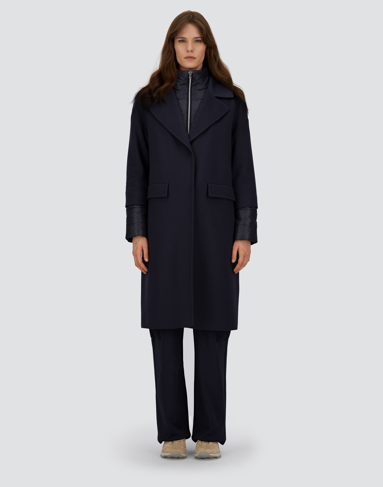 Herno Coat In Pure Cashmere And Nylon Ultralight In Blue