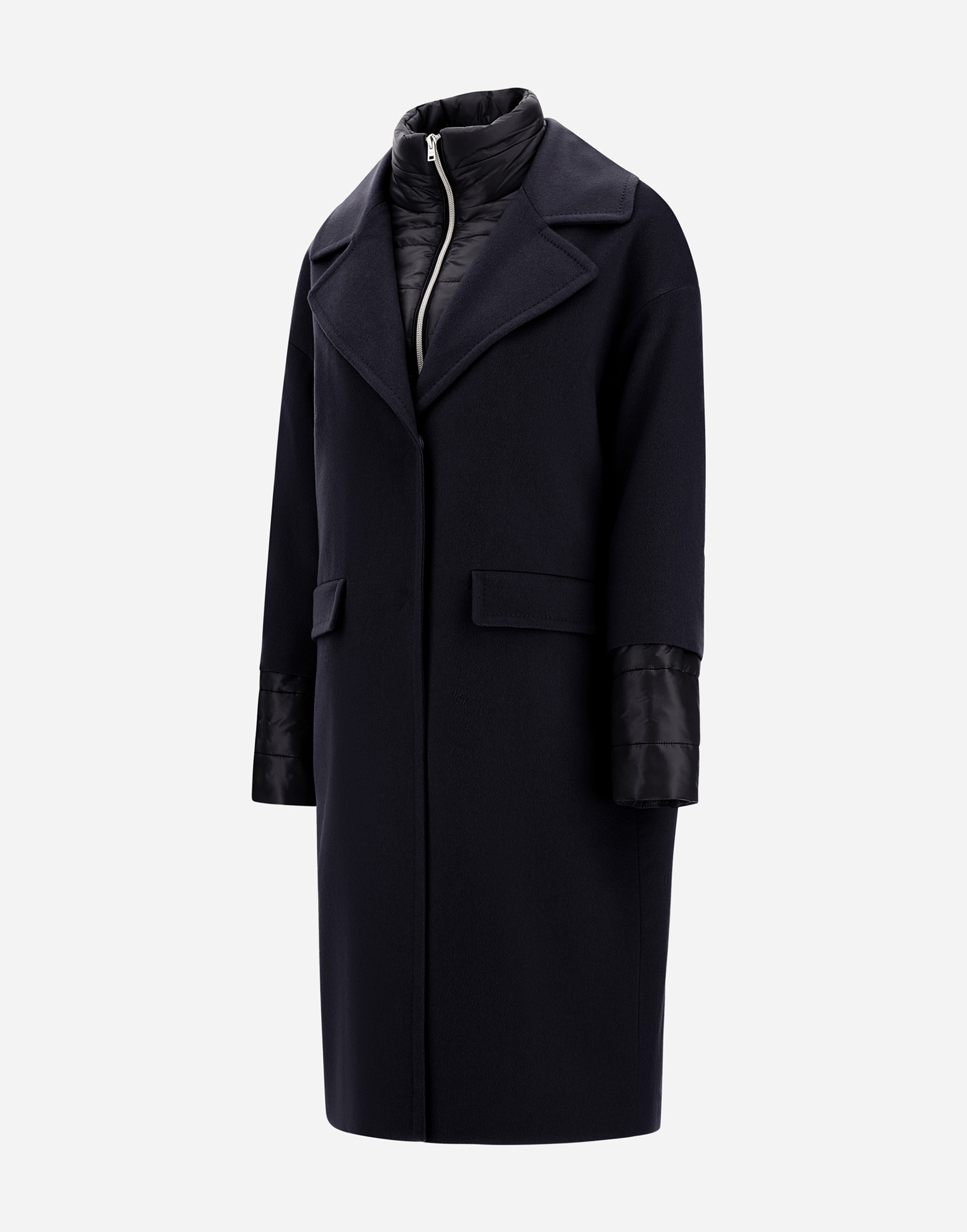 Herno Coat In Pure Cashmere And Nylon Ultralight In Blue