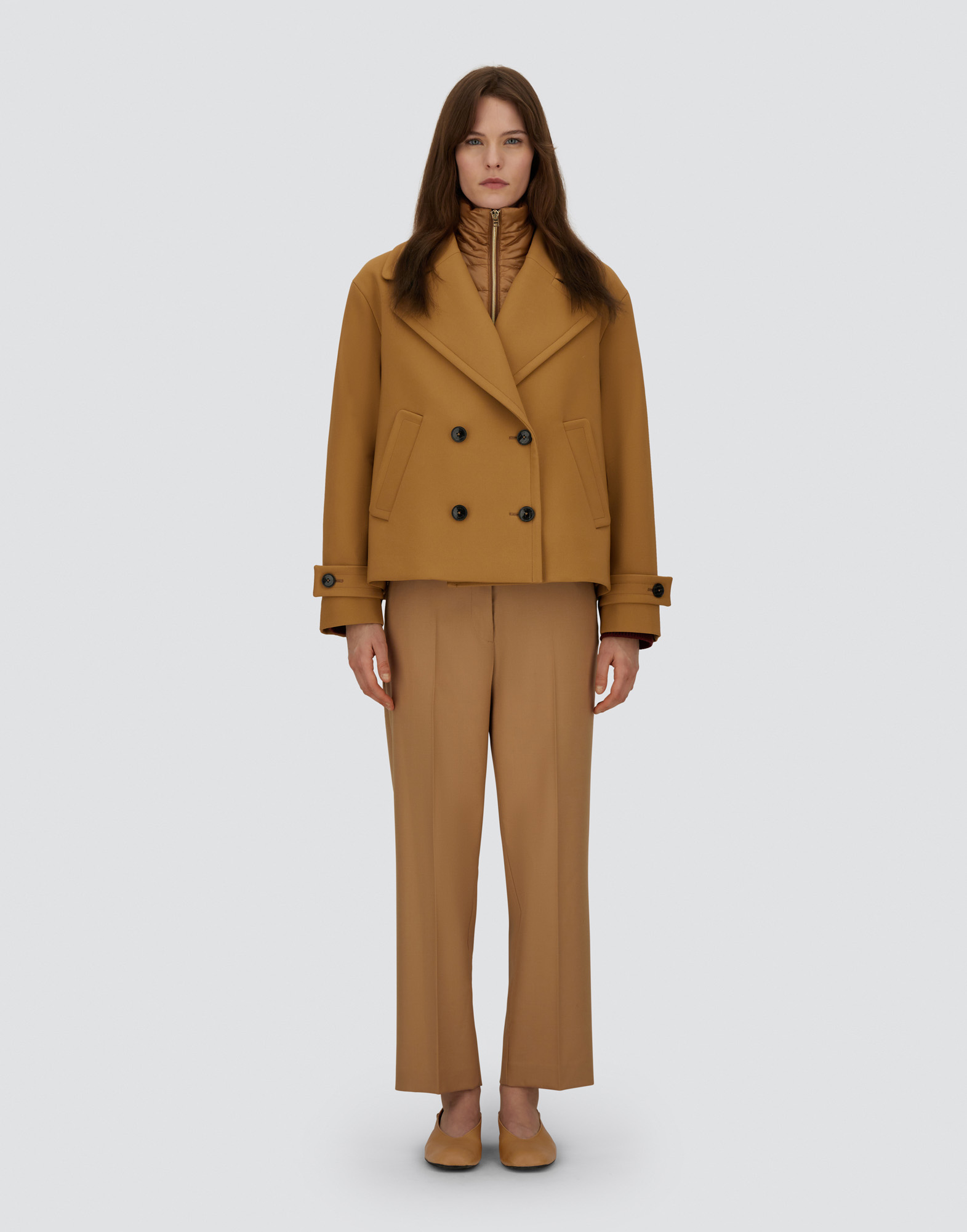 Herno 2 Layer Scuba And Nylon Ultralight Peacoat In Brown