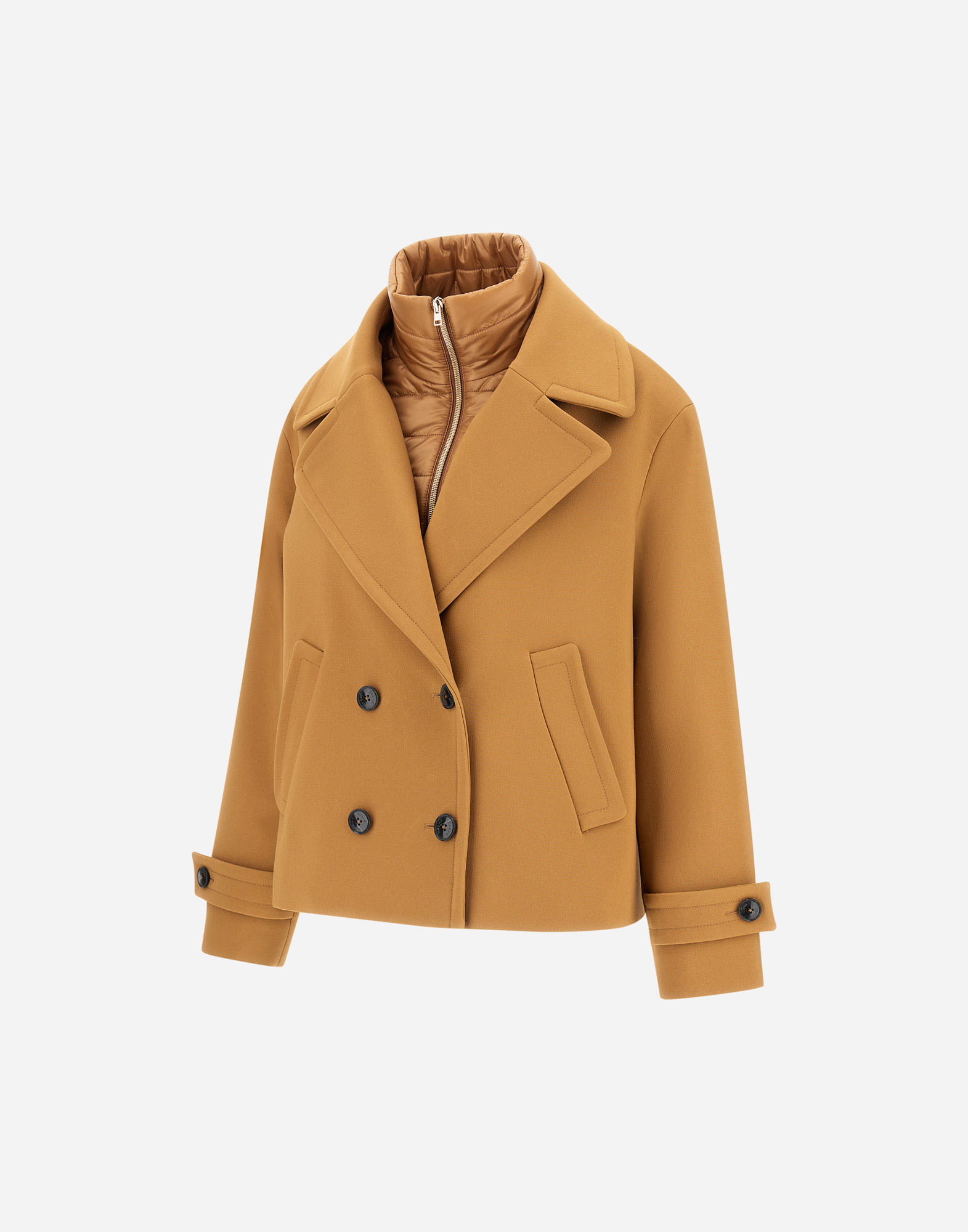 Herno 2 Layer Scuba And Nylon Ultralight Peacoat In Brown