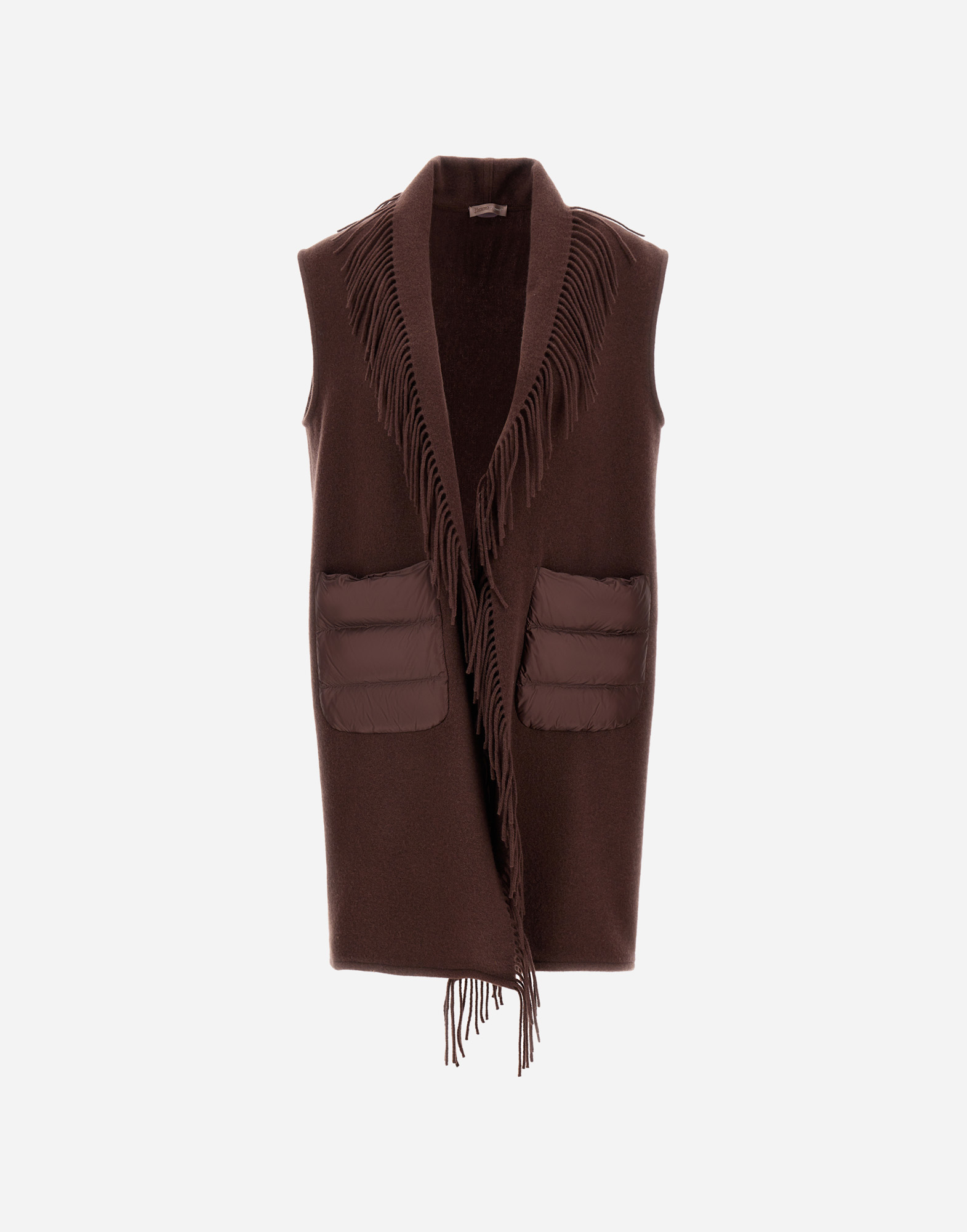 Herno Fringe Vest Casual Jacket In Brown