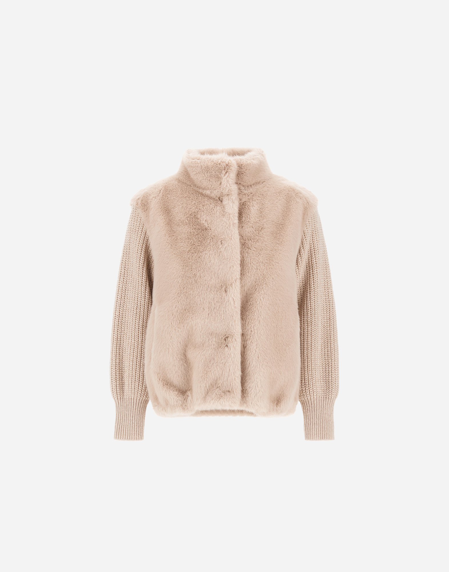 Herno Resort Jacket In Faux Mink Fur In White