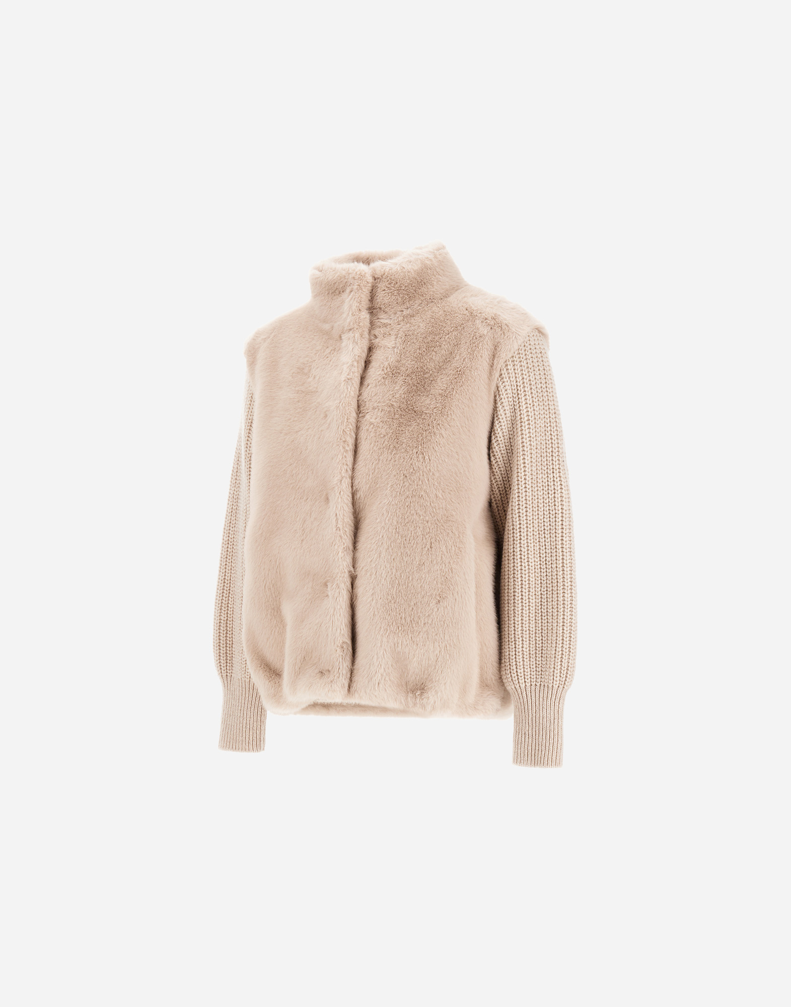 Herno Resort Jacket In Faux Mink Fur In White