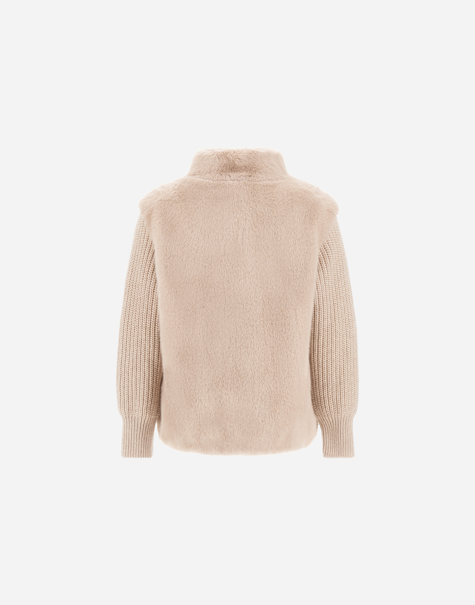 Herno Resort Jacket In Faux Mink Fur In White