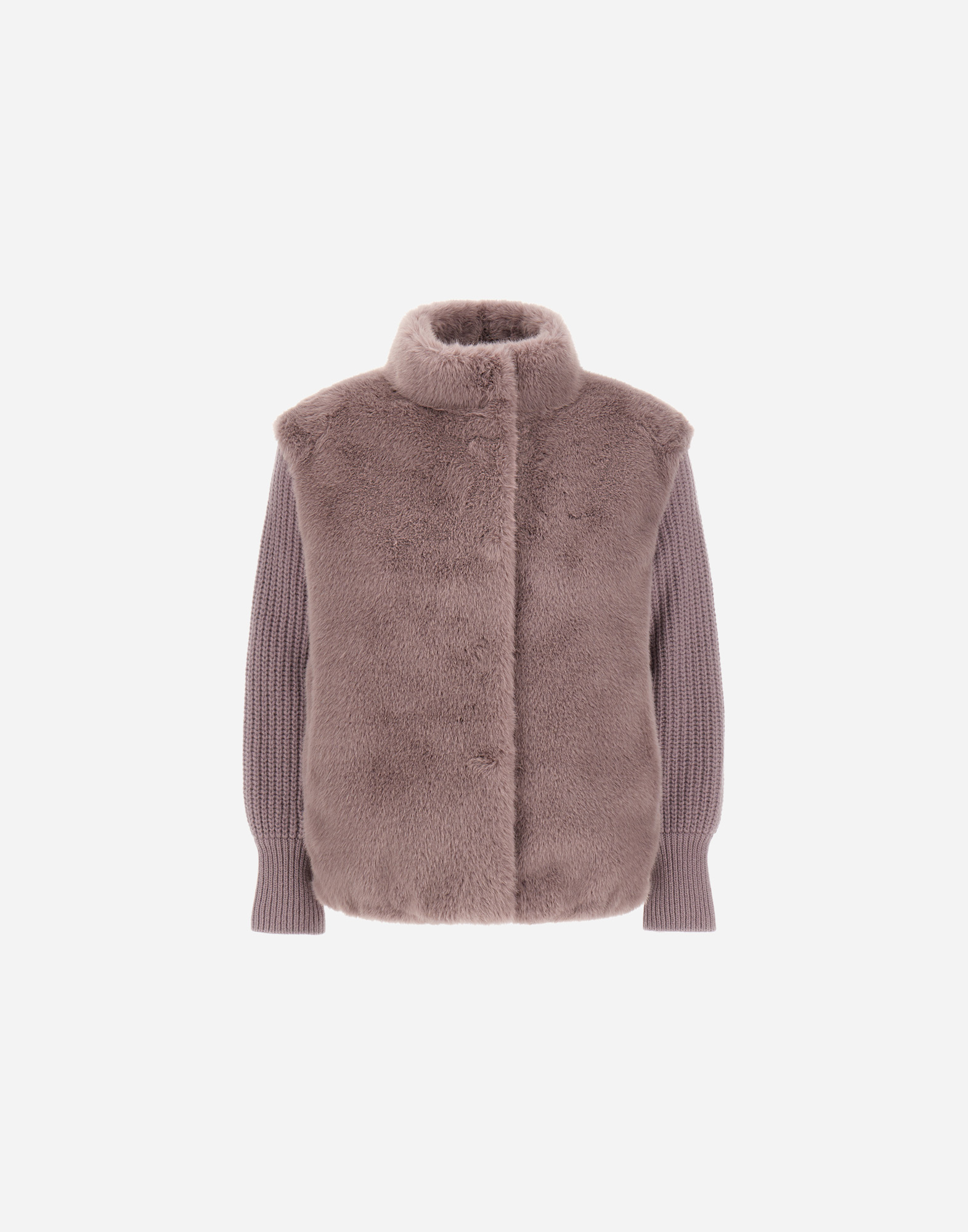 Herno Resort Jacket In Faux Mink Fur In Brown