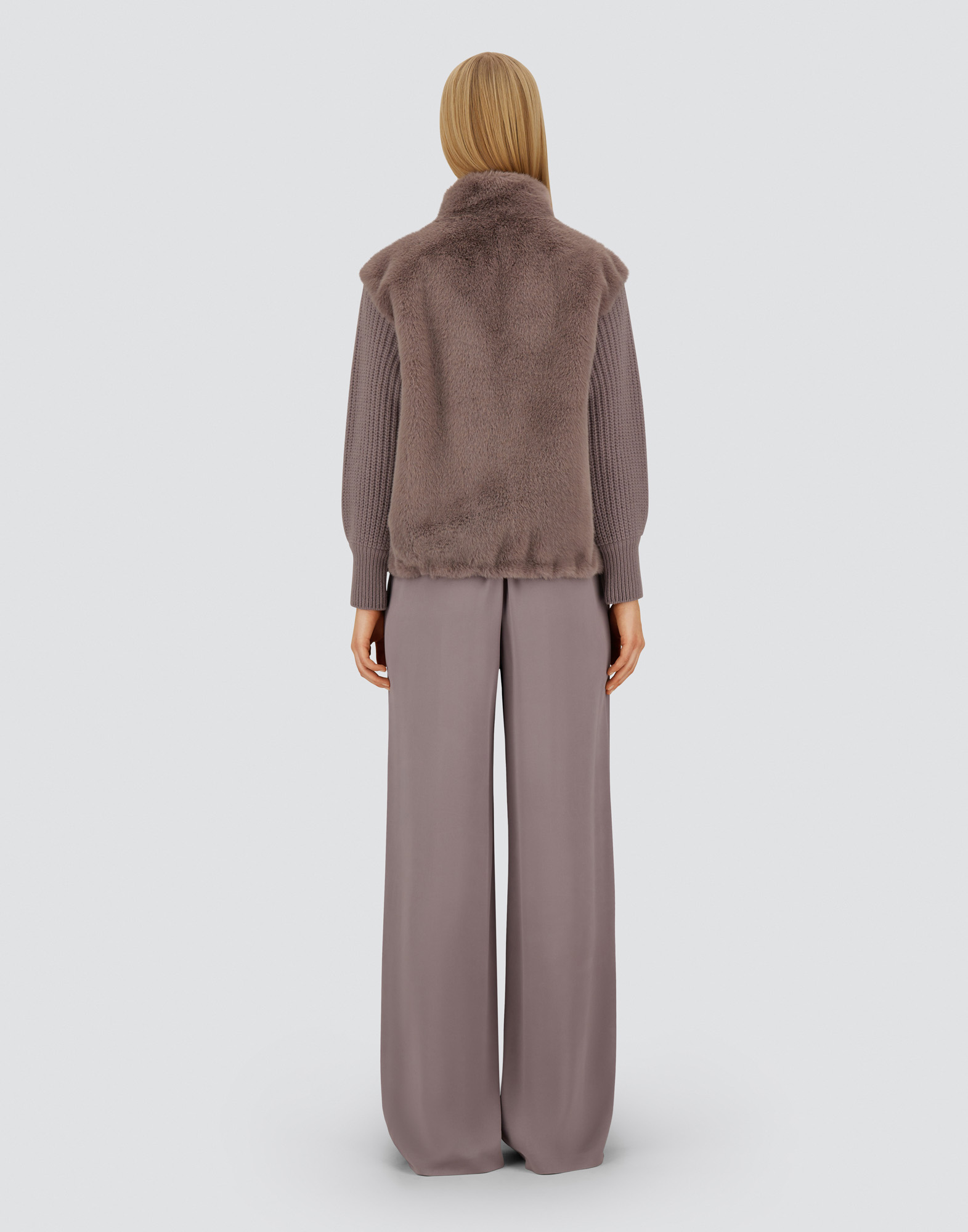 Herno Resort Jacket In Faux Mink Fur In Brown