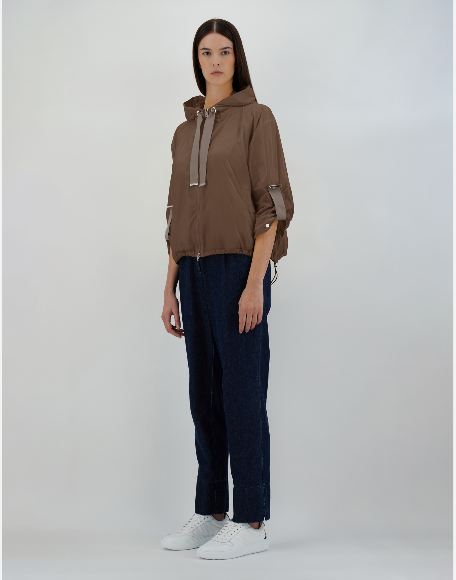 Herno Iridescent A-line Jacket In Sand