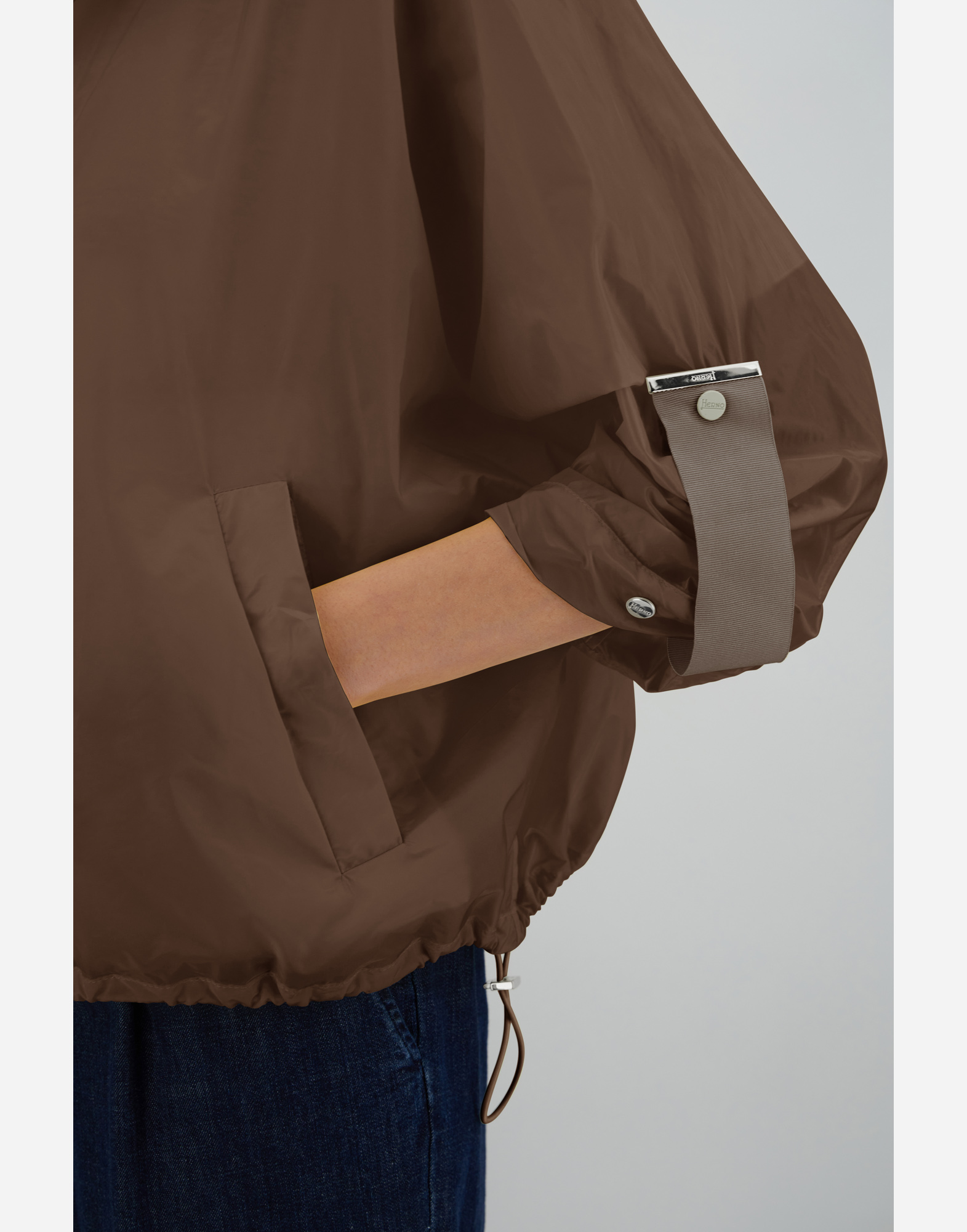 Herno Iridescent A-line Jacket In Sand