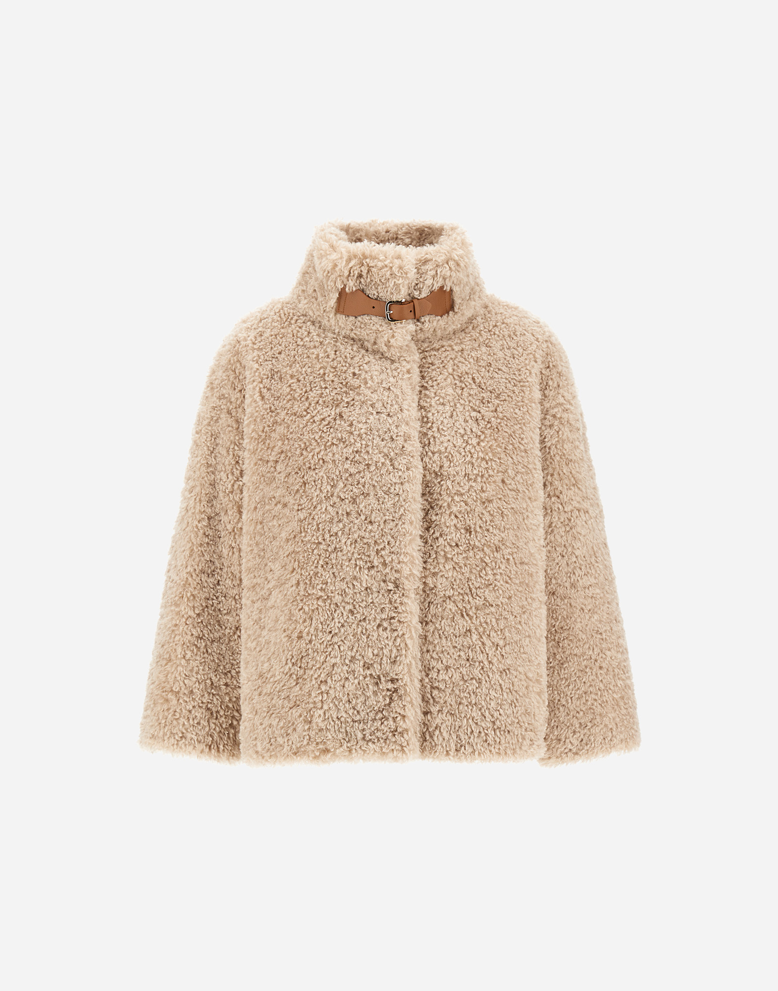 Herno Cape In Curly Alternative Fur In Animal Print
