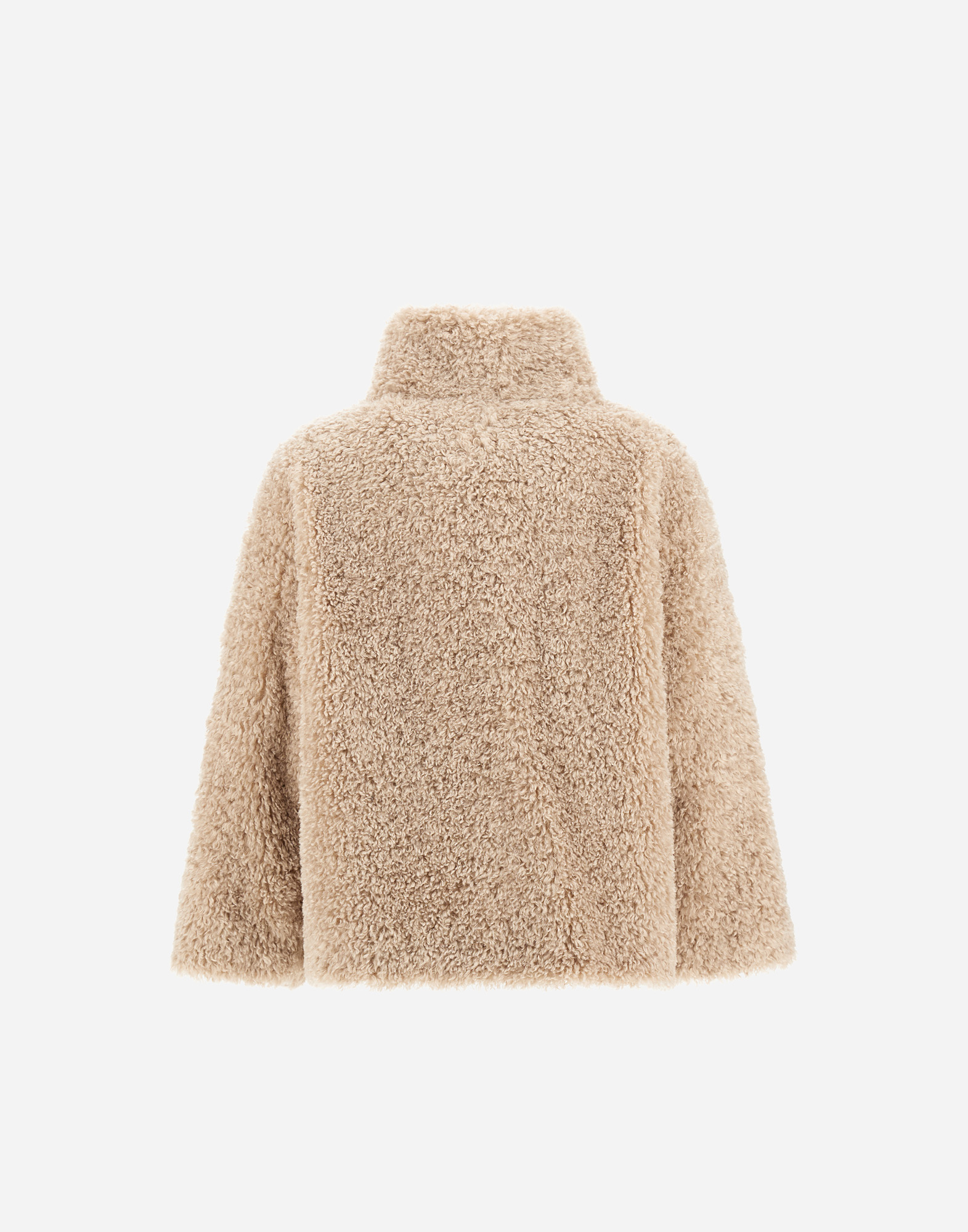 Herno Cape In Curly Alternative Fur In Animal Print