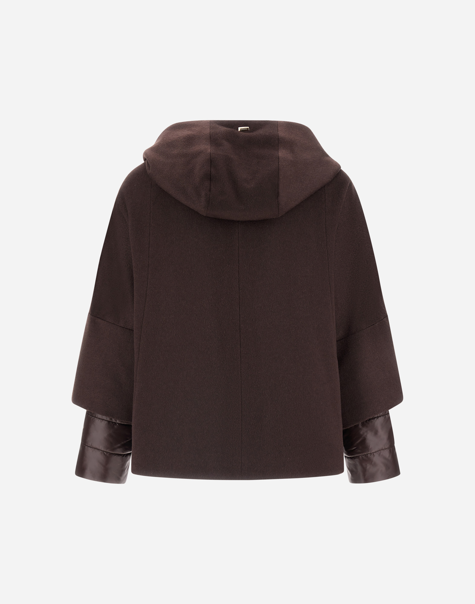 Herno Women Hood In Pure Cashmere And Ultralight Nylon In Brown