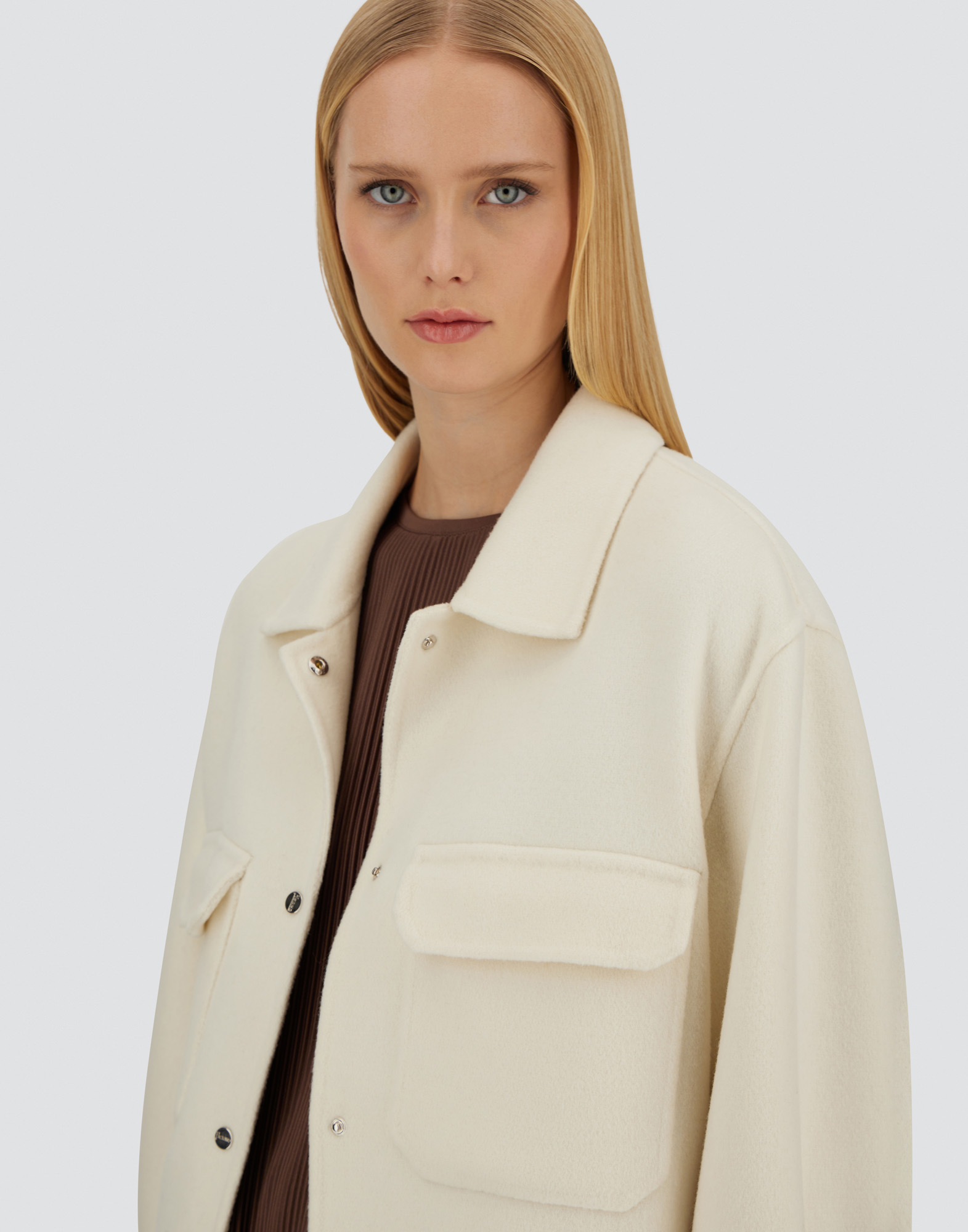 Herno Resort Shacket In Double Faced Pure Wool In Neutral