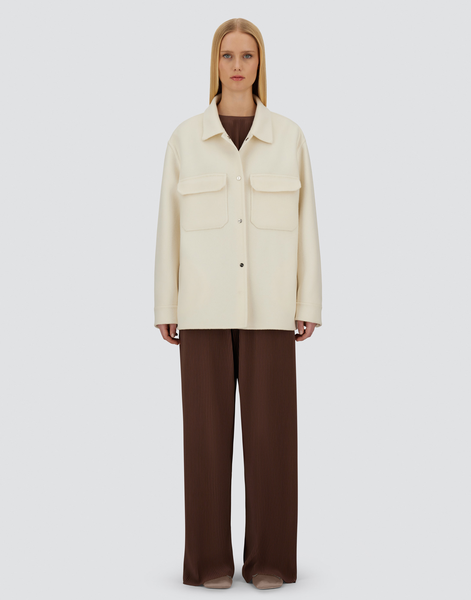 Herno Resort Shacket In Double Faced Pure Wool In Neutral