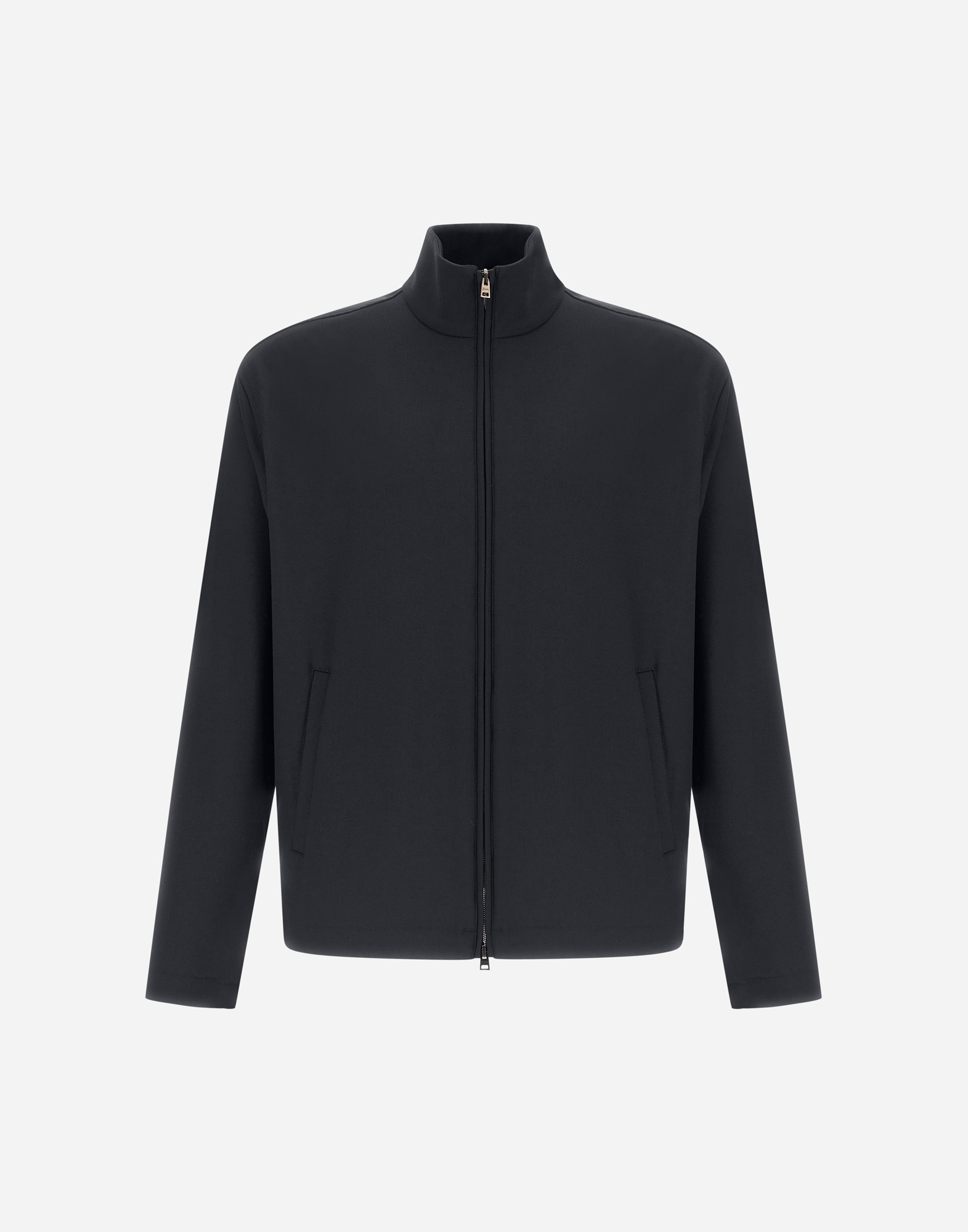 Herno Bomber Jacket In Light Wool In Blue