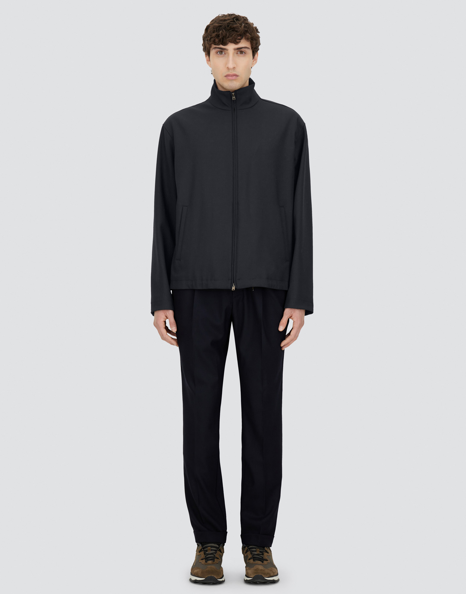 Herno Bomber Jacket In Light Wool In Blue
