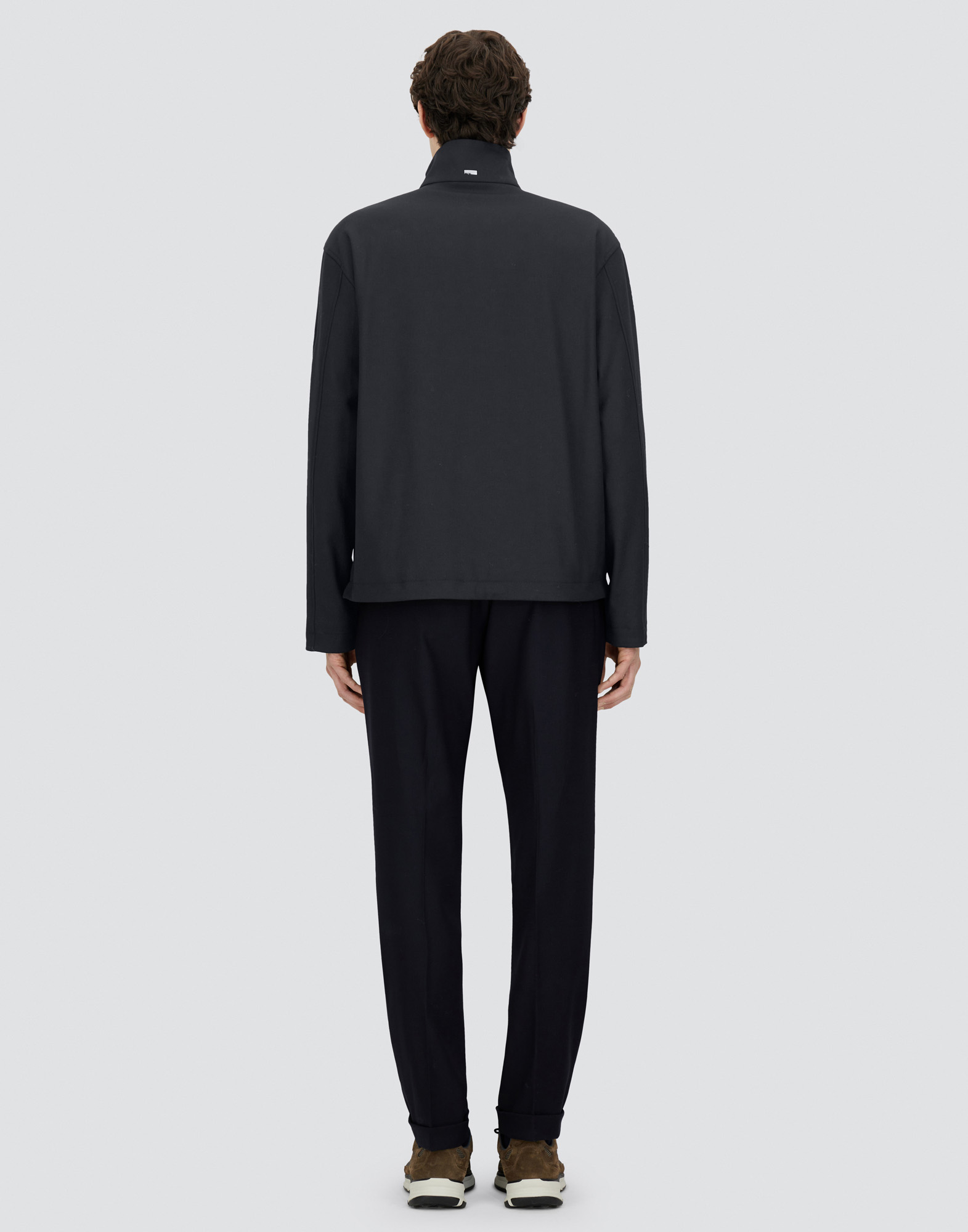 Herno Bomber Jacket In Light Wool In Blue
