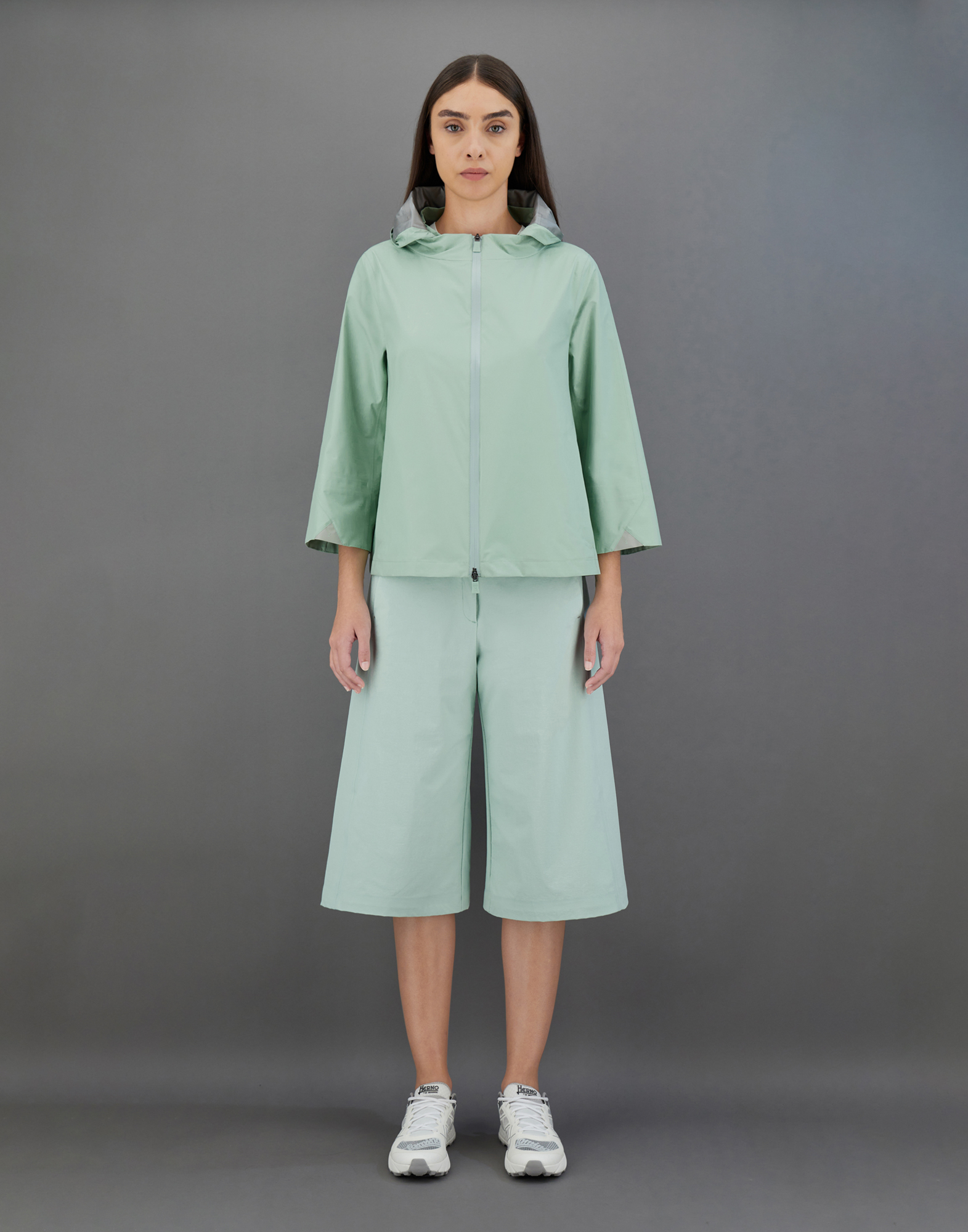 Herno Laminar Cape In Gore-tex Paclite In Seafoam Green